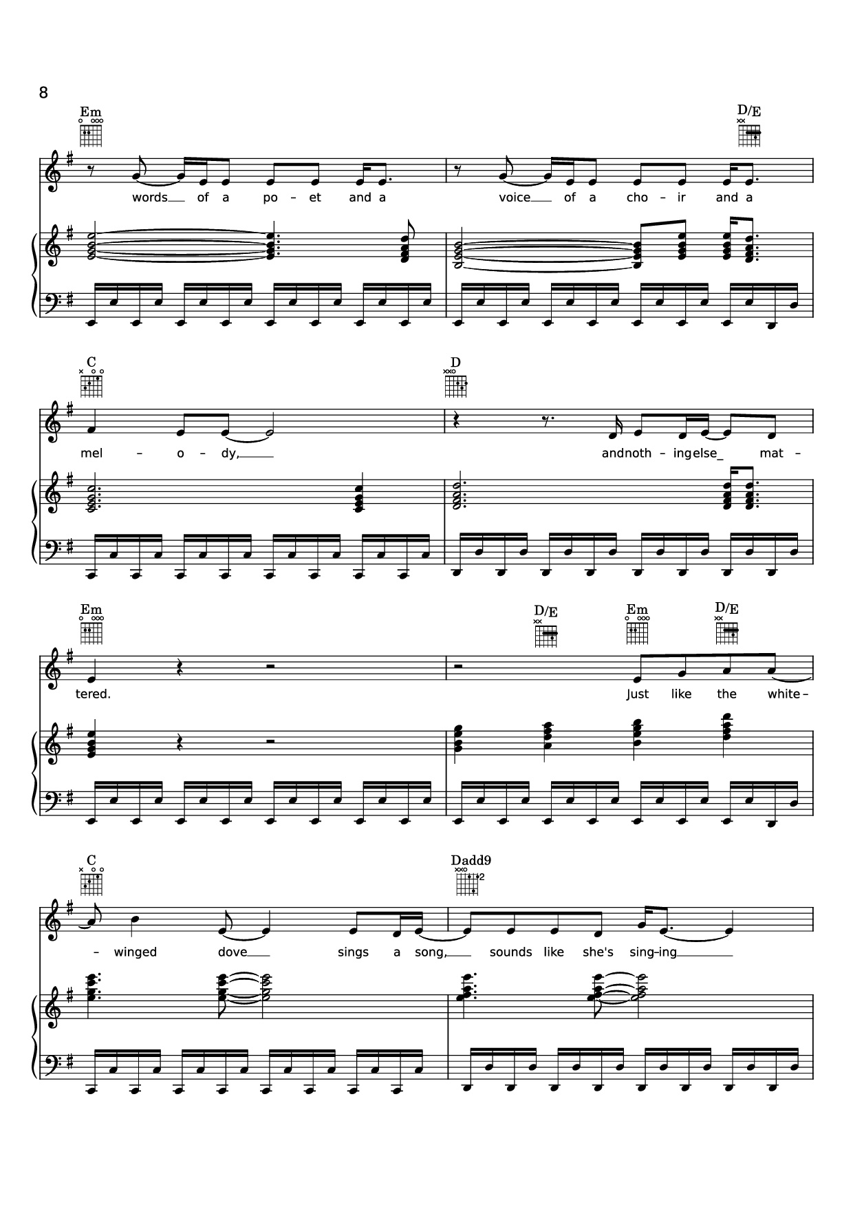 Page 8 of the piano sheet music PDF Piano – Edge of Seventeen Piano by STEVIE NICKS
