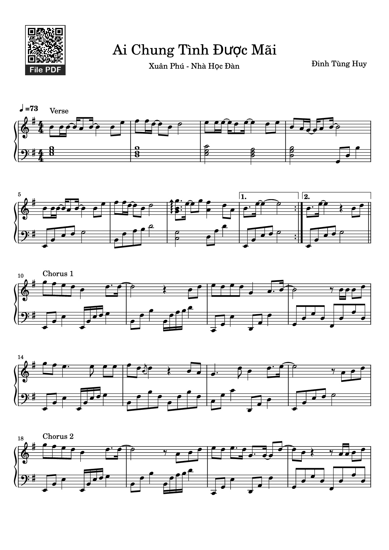 Page 1 of the piano sheet music PDF Piano – Ai chung tình được mãi Piano by Đinh Tùng Huy