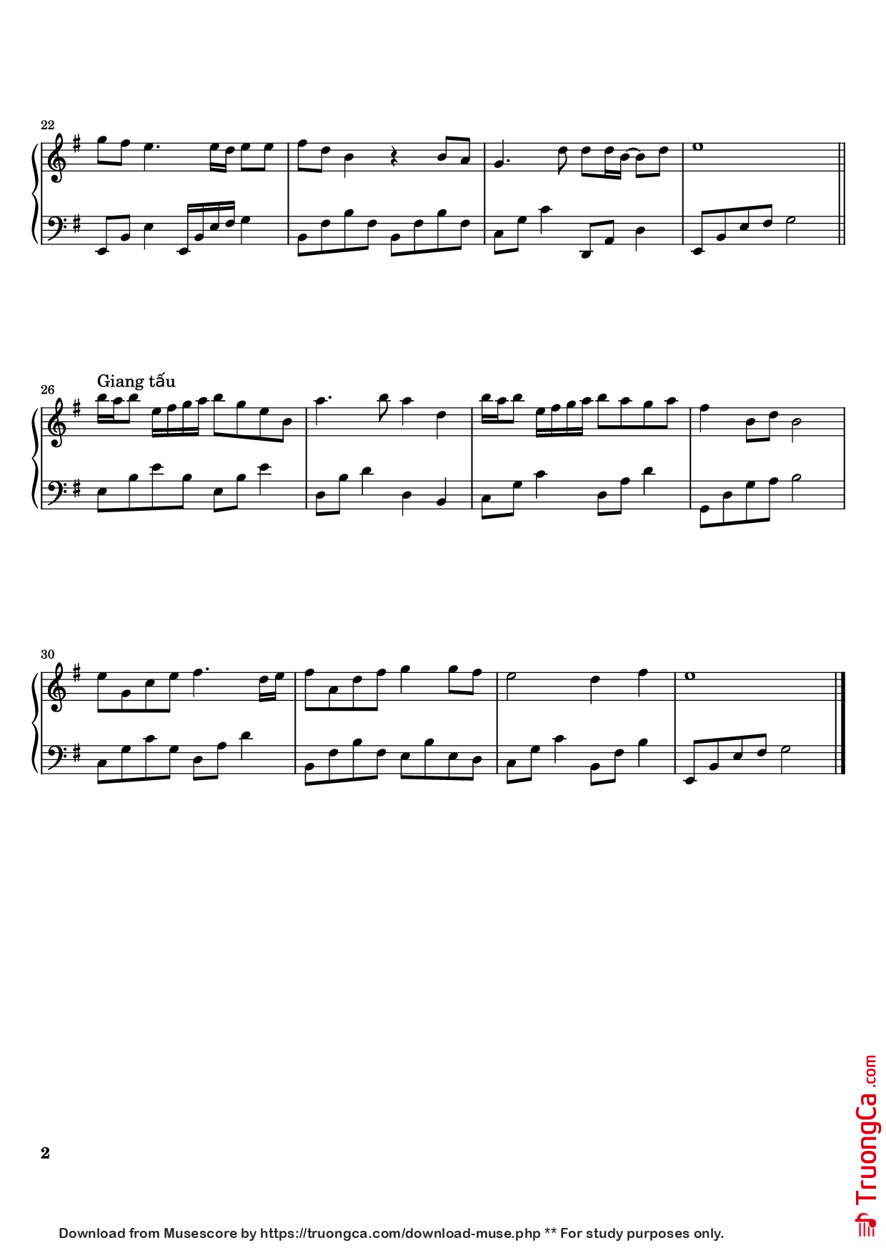 Page 2 of the piano sheet music PDF Piano – Ai chung tình được mãi Piano by Đinh Tùng Huy