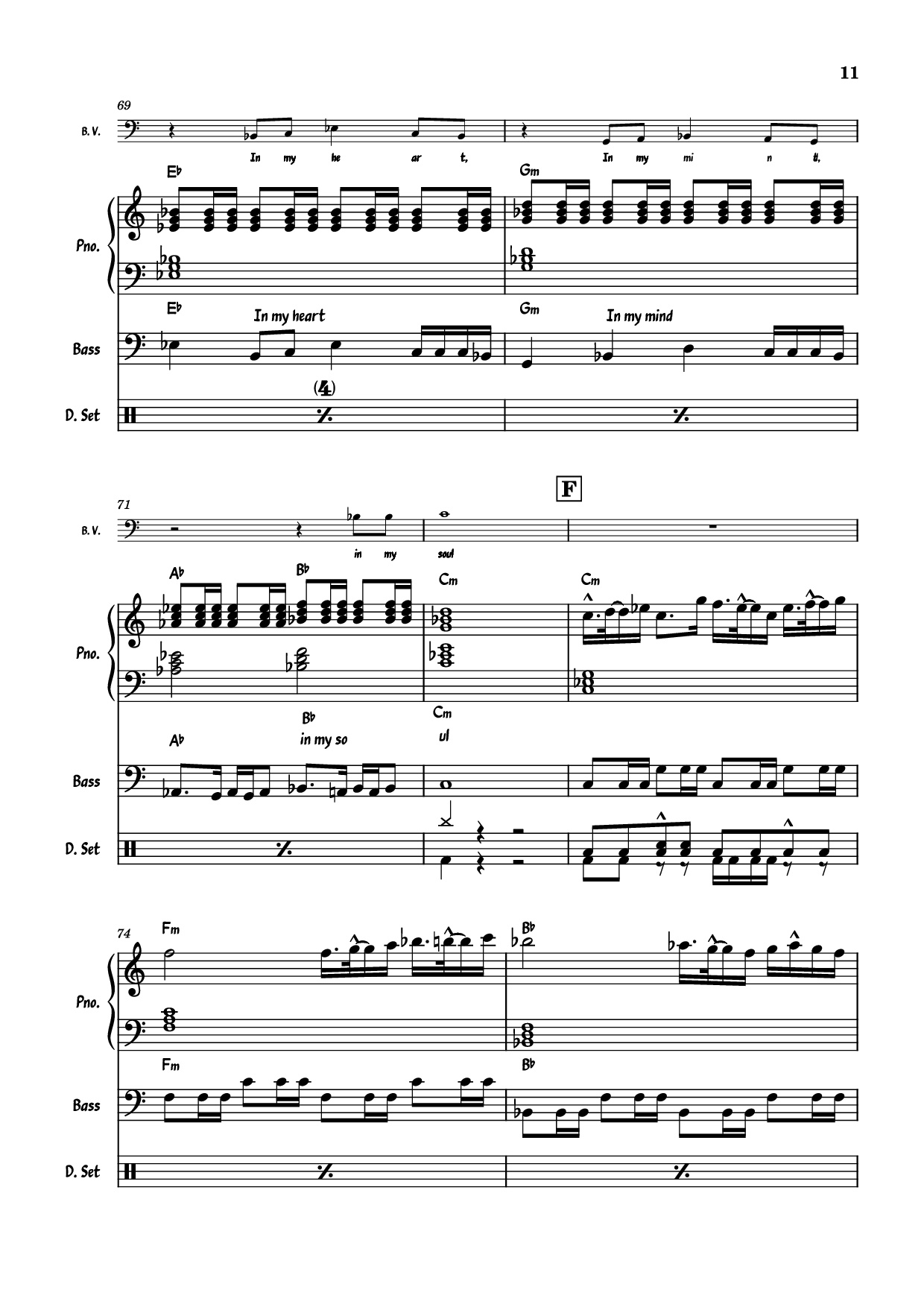 Page 11 of the piano sheet music PDF Piano Guitar Tab – July Morning Piano by Uriah Heep