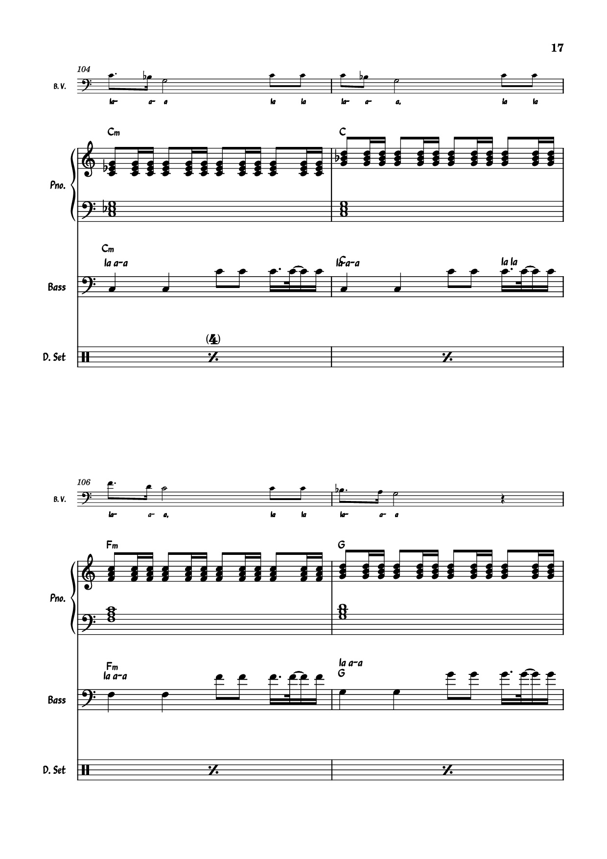 Page 17 of the piano sheet music PDF Piano Guitar Tab – July Morning Piano by Uriah Heep