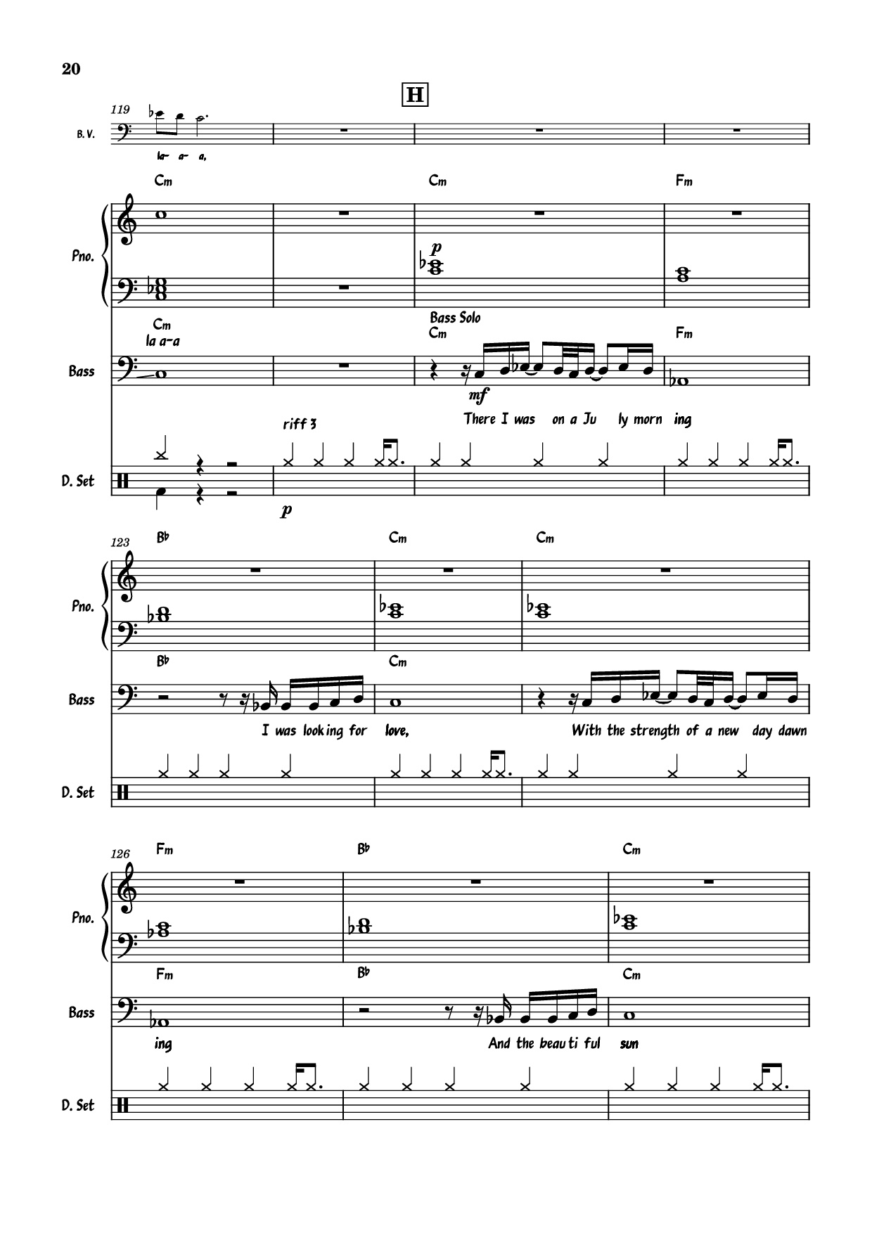 Page 20 of the piano sheet music PDF Piano Guitar Tab – July Morning Piano by Uriah Heep