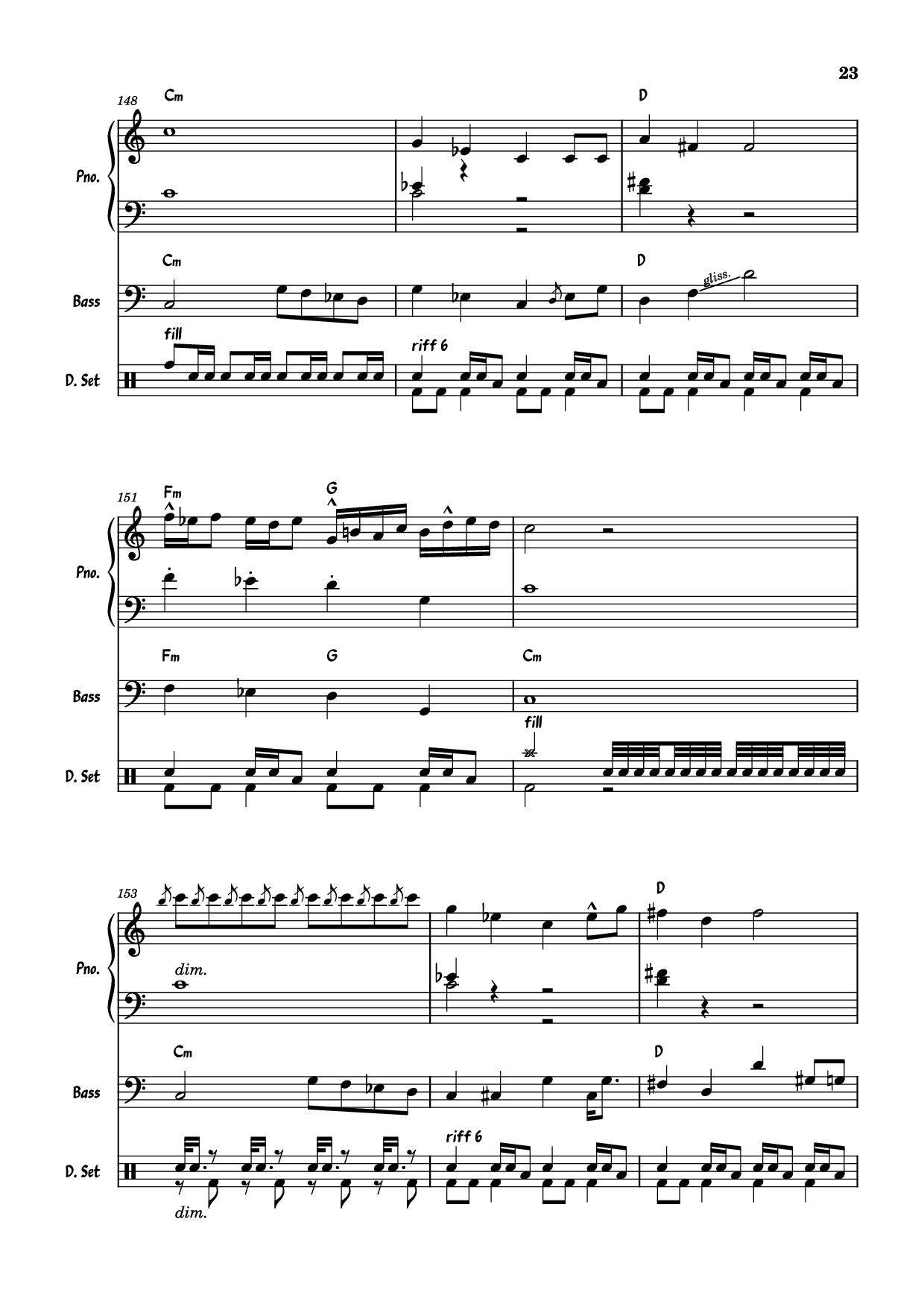 Page 23 of the piano sheet music PDF Piano Guitar Tab – July Morning Piano by Uriah Heep