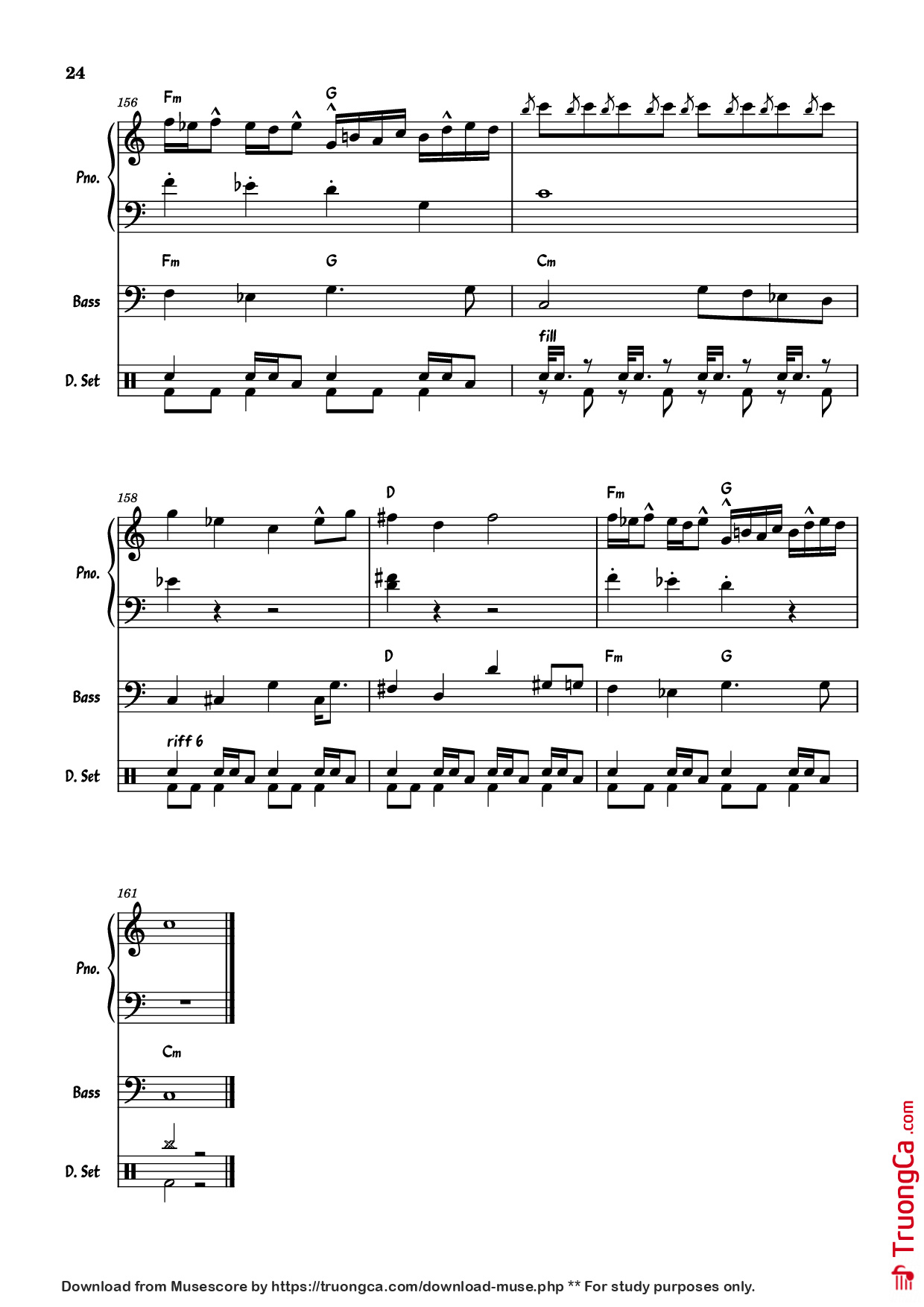 Page 24 of the piano sheet music PDF Piano Guitar Tab – July Morning Piano by Uriah Heep