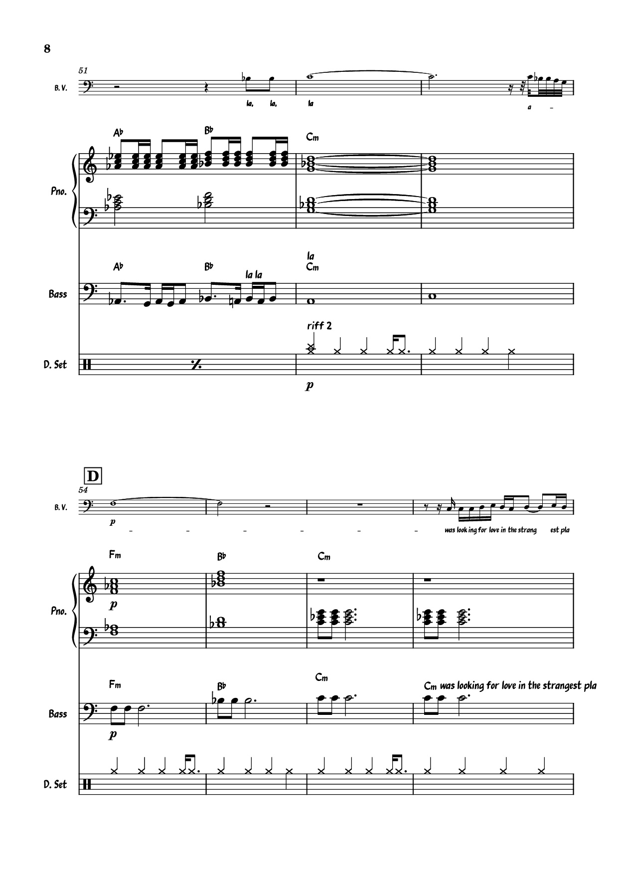 Page 8 of the piano sheet music PDF Piano Guitar Tab – July Morning Piano by Uriah Heep