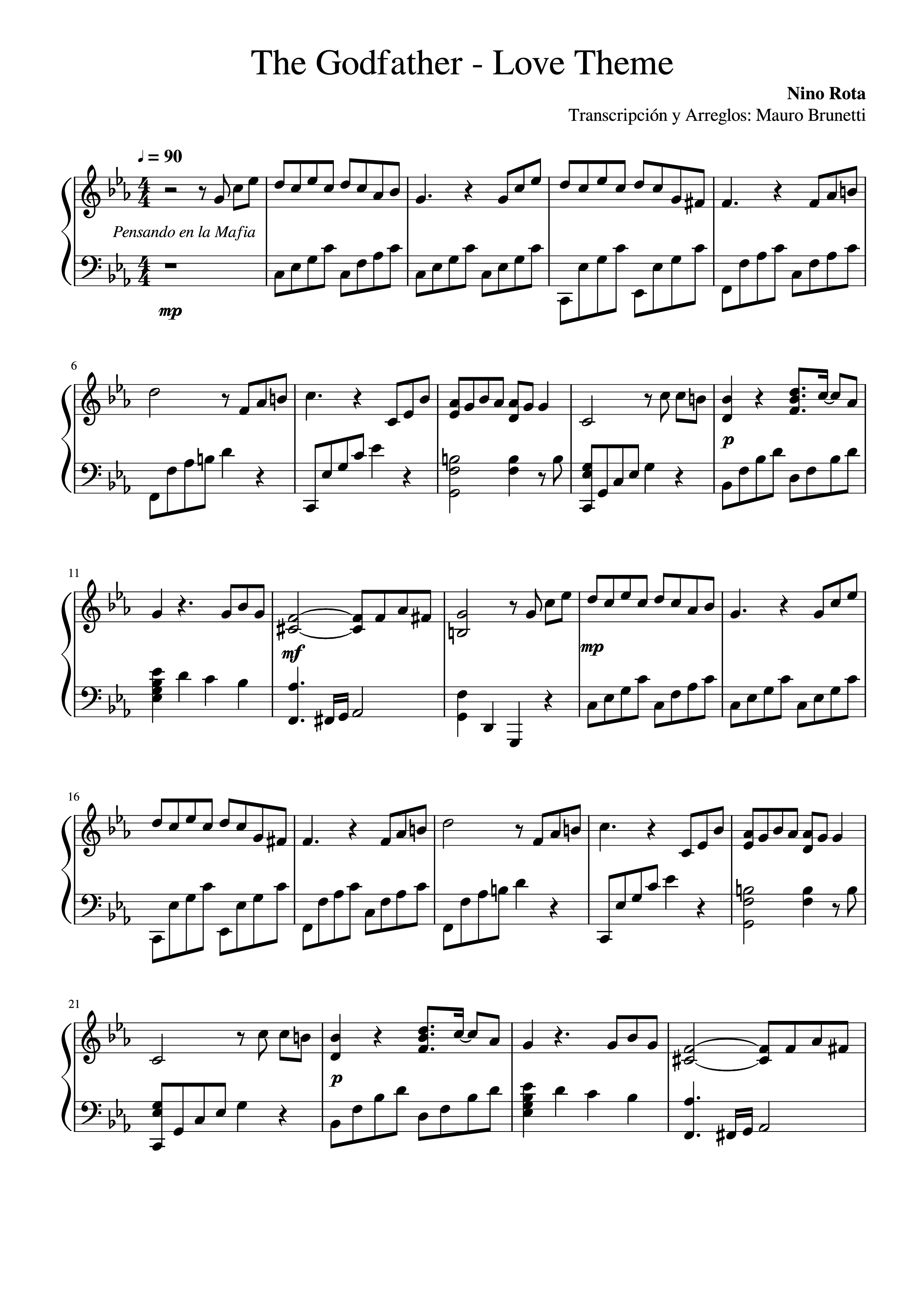 Page 1 of the piano sheet music PDF Piano – The Godfather (Love Theme) Piano by Nino Rota