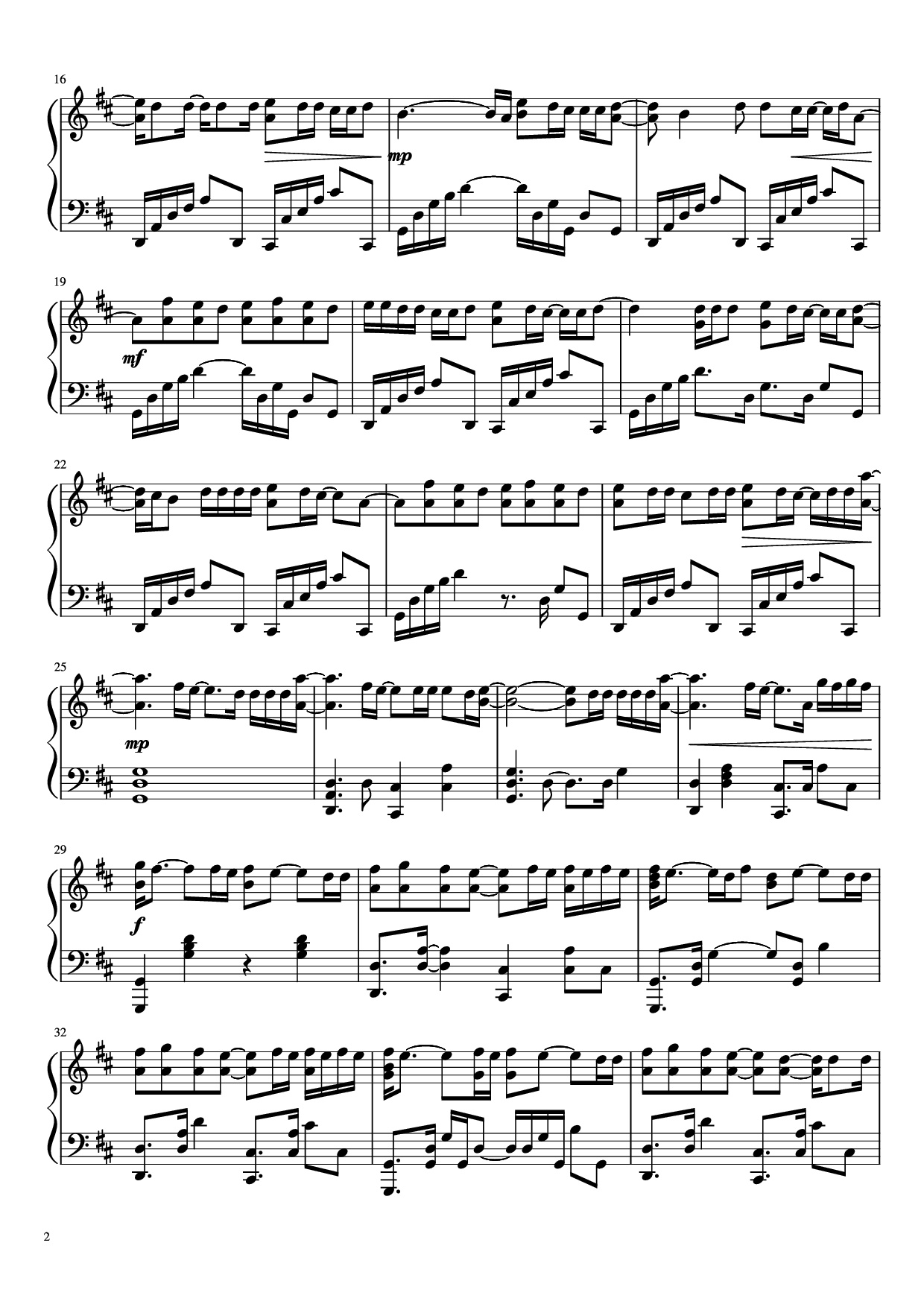 Page 2 of the piano sheet music PDF Piano – Robbery Piano by Jarad Higgins