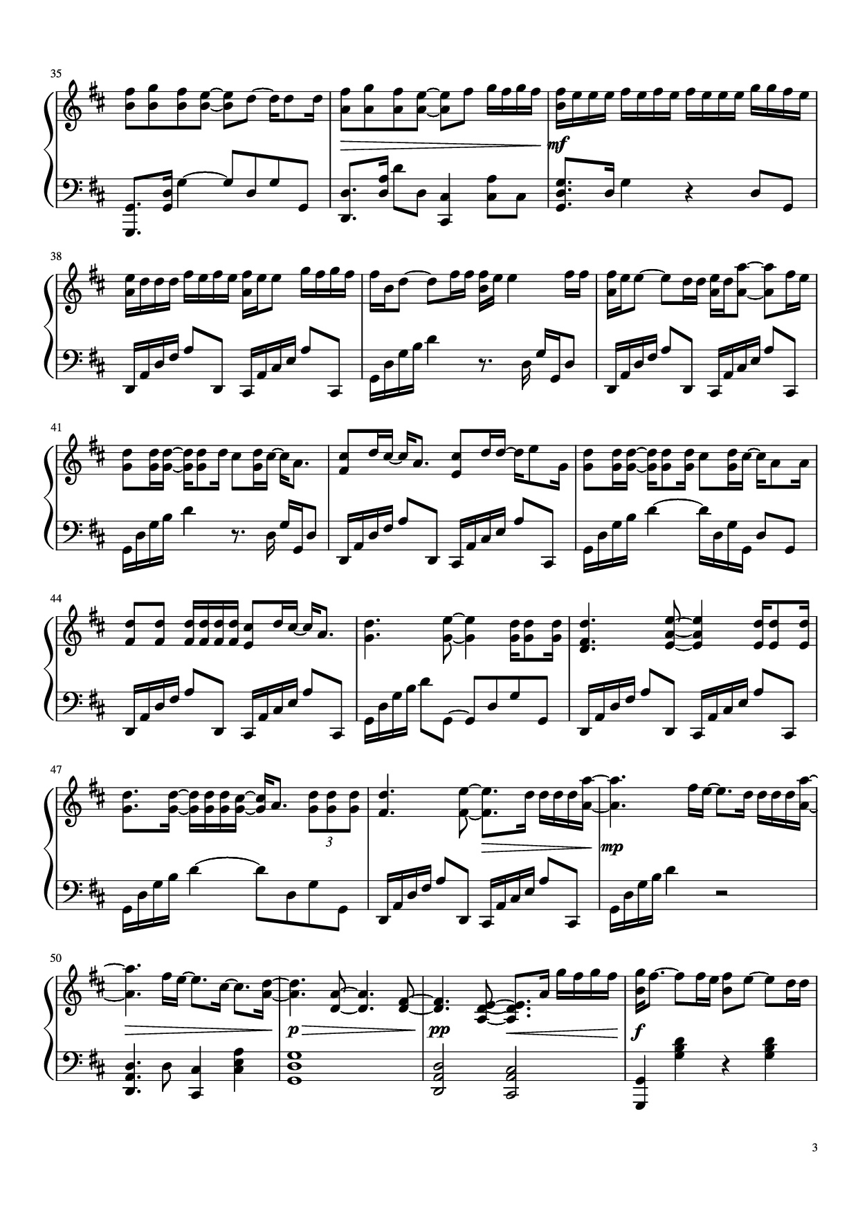 Page 3 of the piano sheet music PDF Piano – Robbery Piano by Jarad Higgins