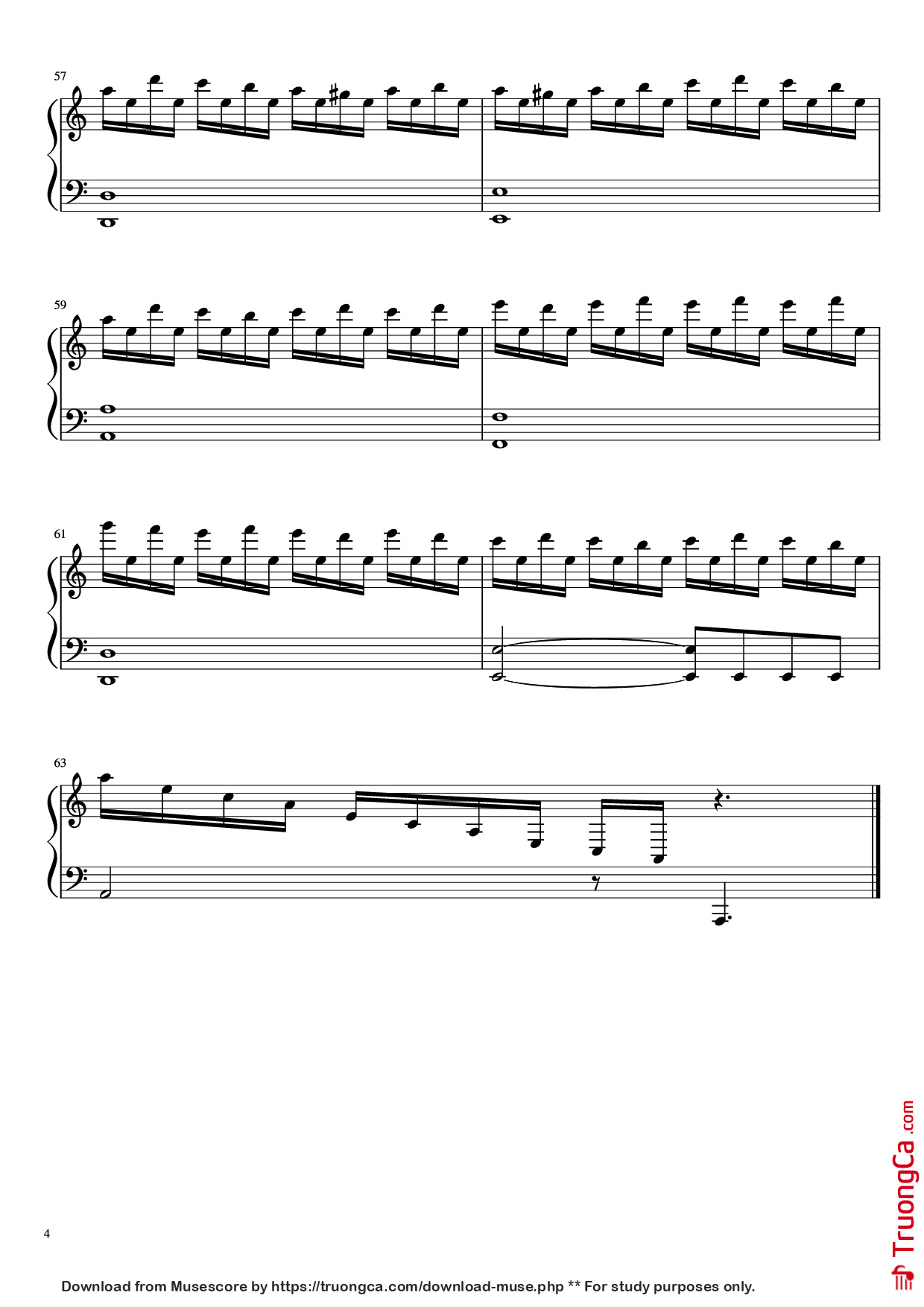 Page 4 of the piano sheet music PDF Piano – In Your World Piano by MUSE arr. Aphelea
