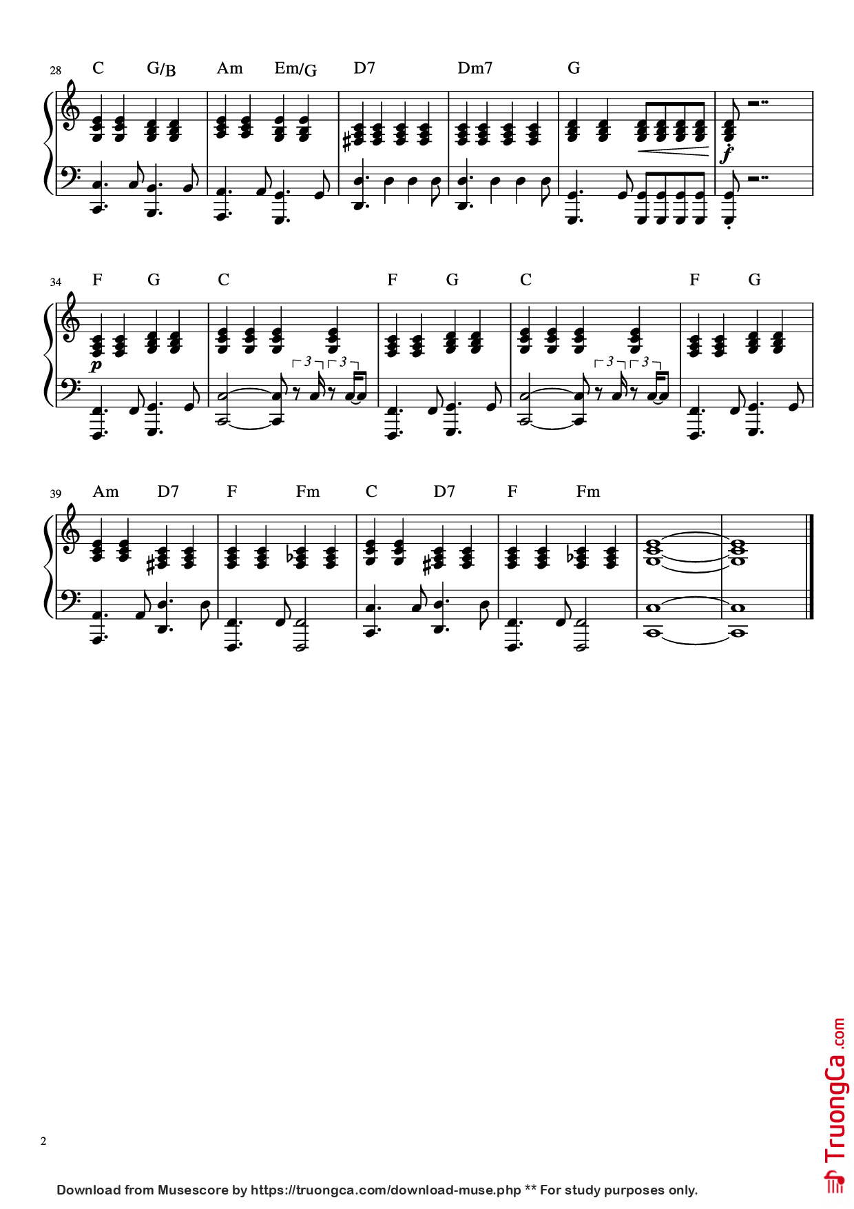 Page 2 of the piano sheet music PDF Piano – When I Was Your Man Piano by Undefined
