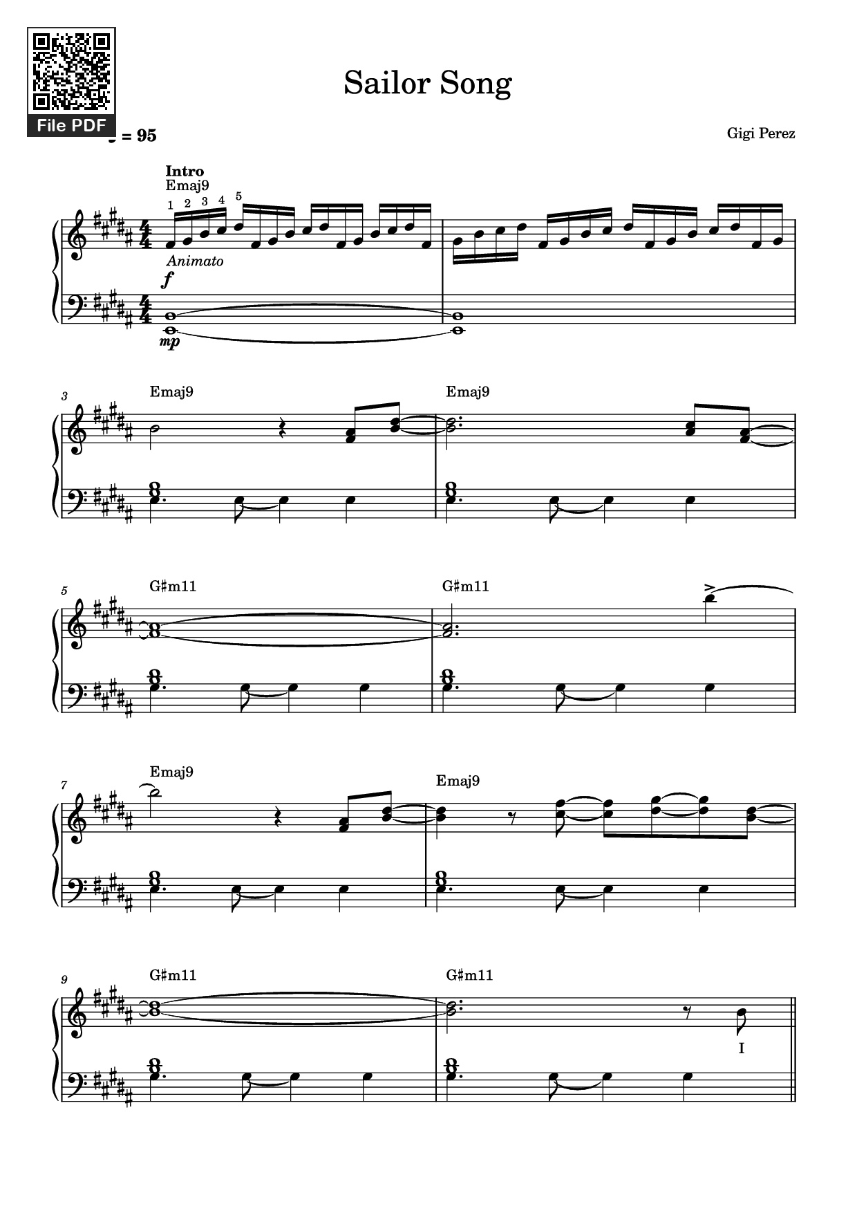 Page 1 of the piano sheet music PDF Piano – Sailor Song Piano by Gigi Perez