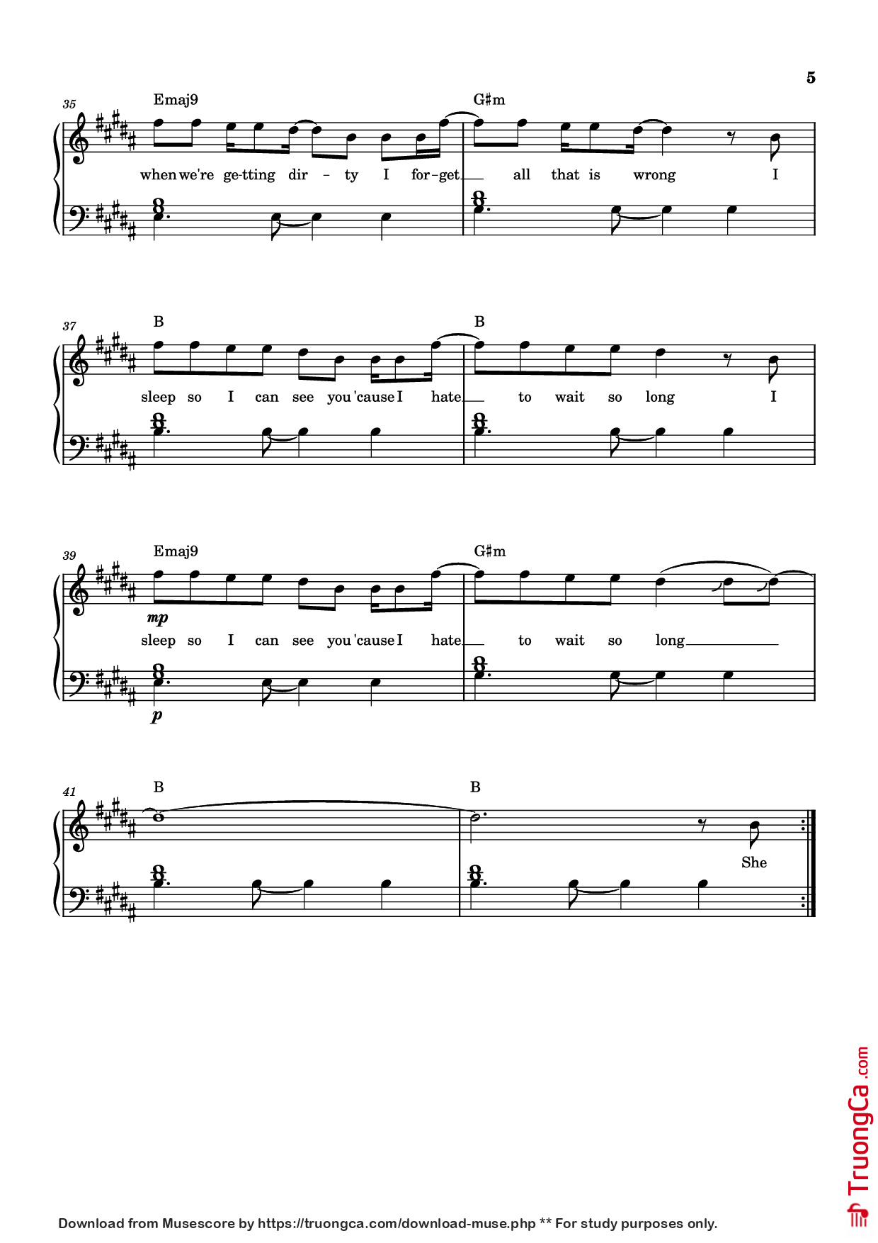 Page 5 of the piano sheet music PDF Piano – Sailor Song Piano by Gigi Perez
