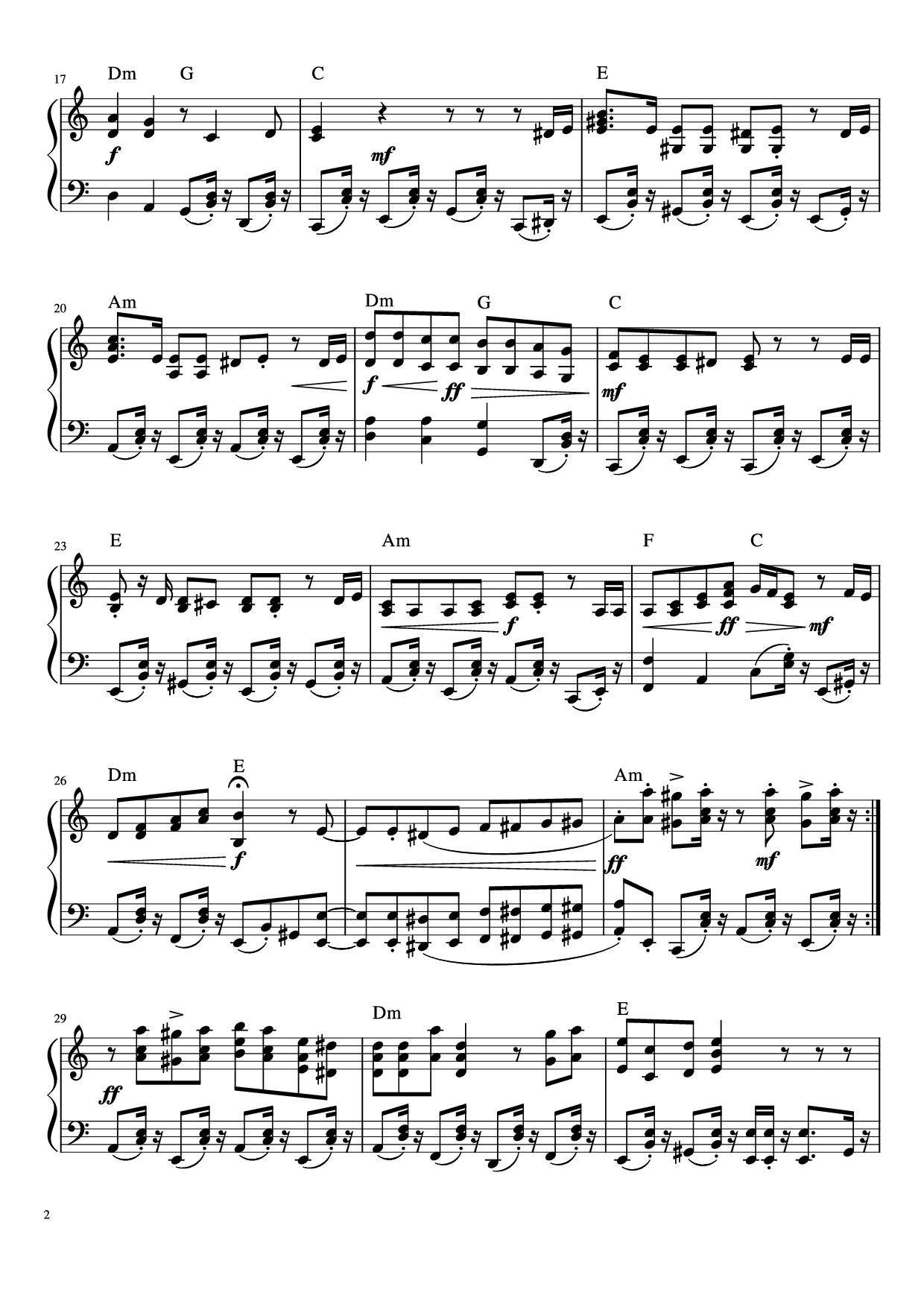 Page 2 of the piano sheet music PDF Piano – В синем море, в белой пене Piano by Р. Амирханян