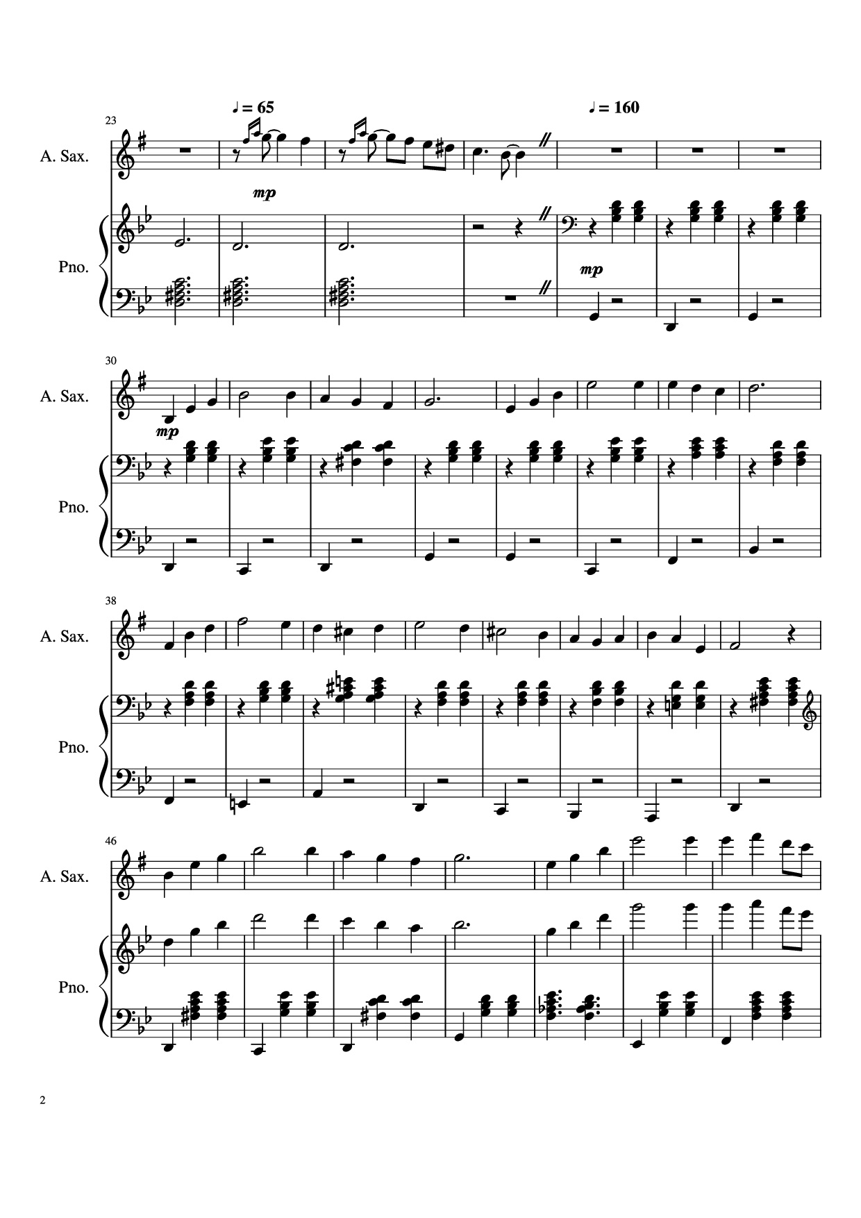 Page 2 of the piano sheet music PDF Piano – Howl