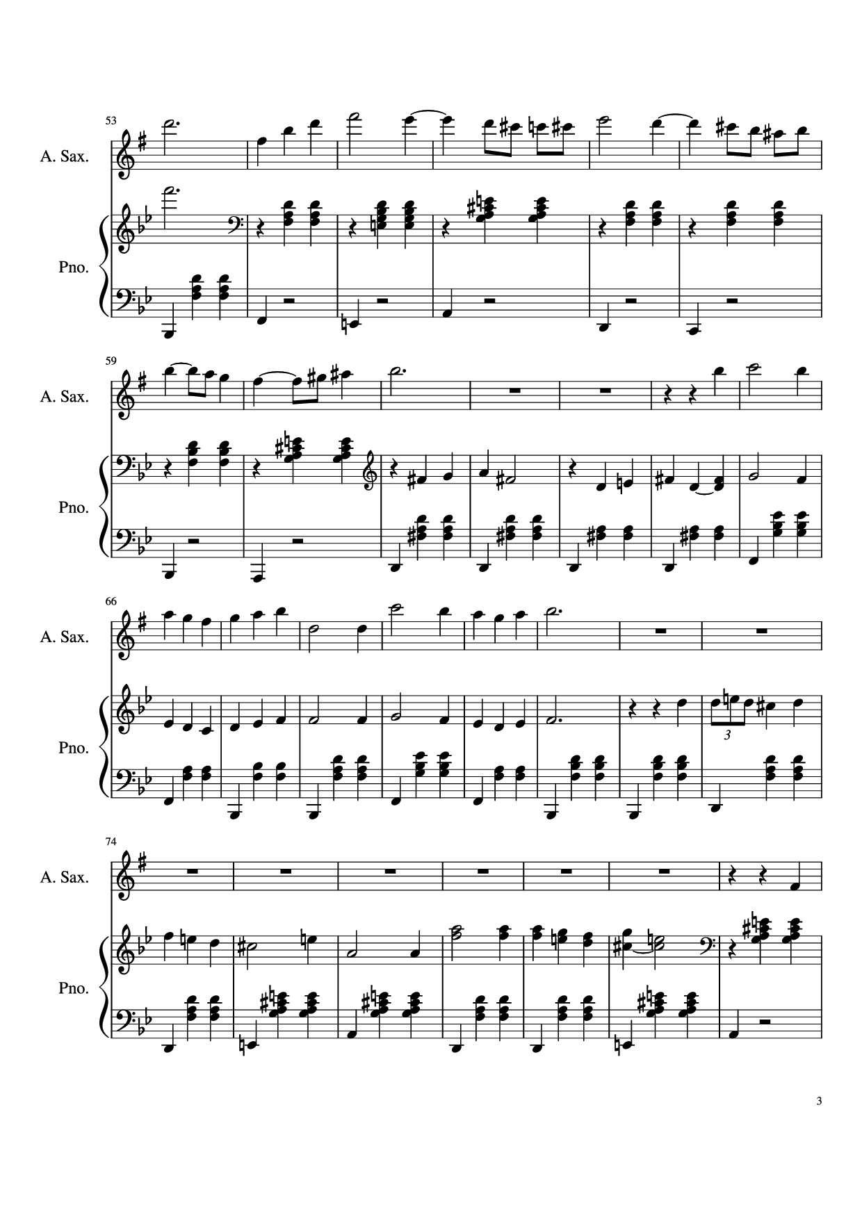 Page 3 of the piano sheet music PDF Piano – Howl