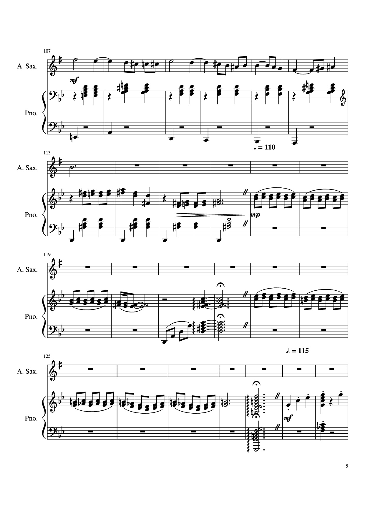 Page 5 of the piano sheet music PDF Piano – Howl