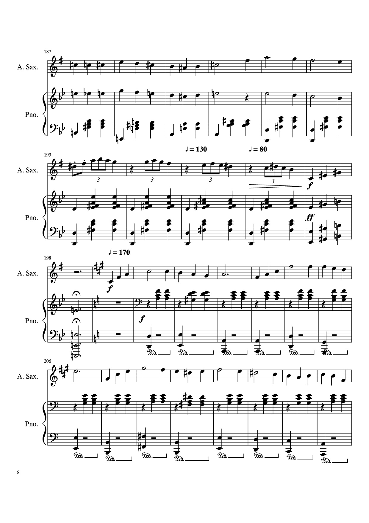 Page 8 of the piano sheet music PDF Piano – Howl