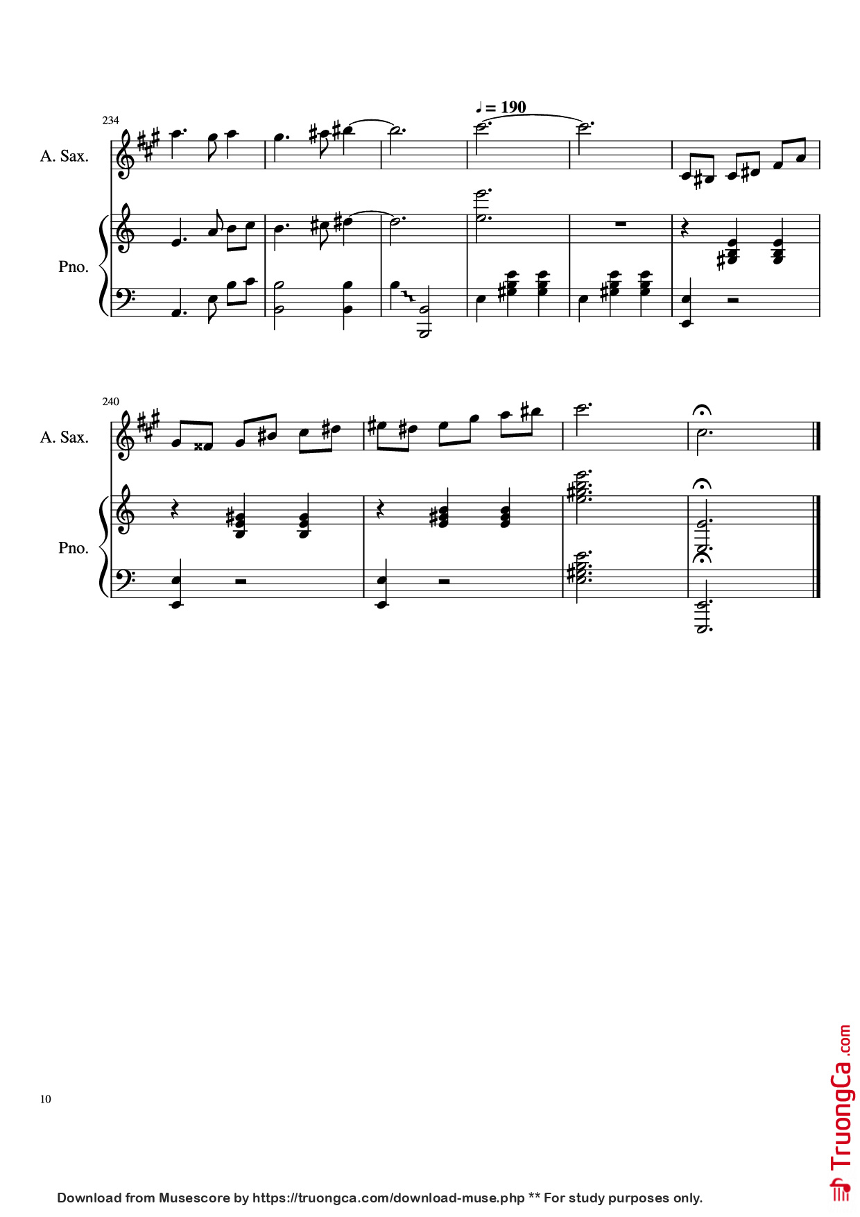 Page 10 of the piano sheet music PDF Piano – Howl