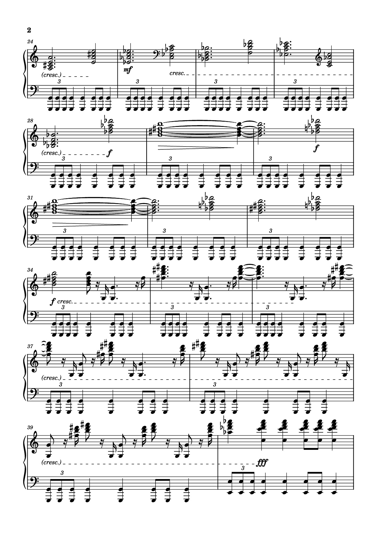 Page 2 of the piano sheet music PDF Piano – The Planets - Mars Piano by Composer / arranger