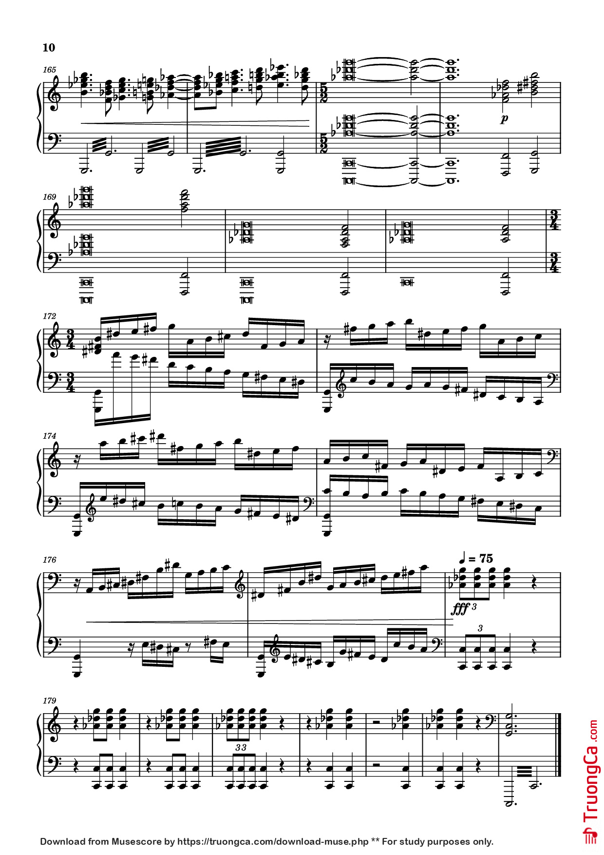 Page 10 of the piano sheet music PDF Piano – The Planets - Mars Piano by Composer / arranger