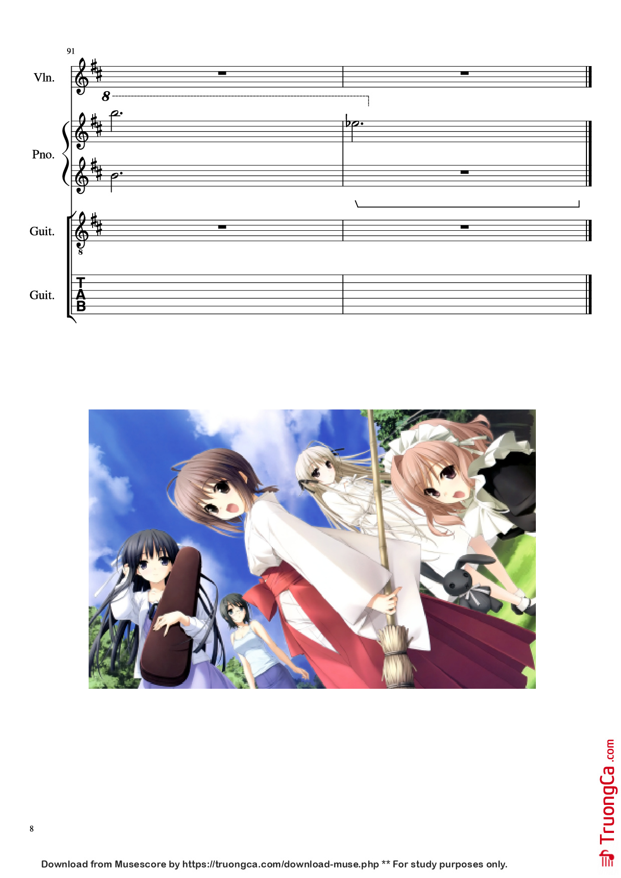 Page 8 of the piano sheet music PDF Piano Guitar Tab – -記憶- Piano by 三輪学