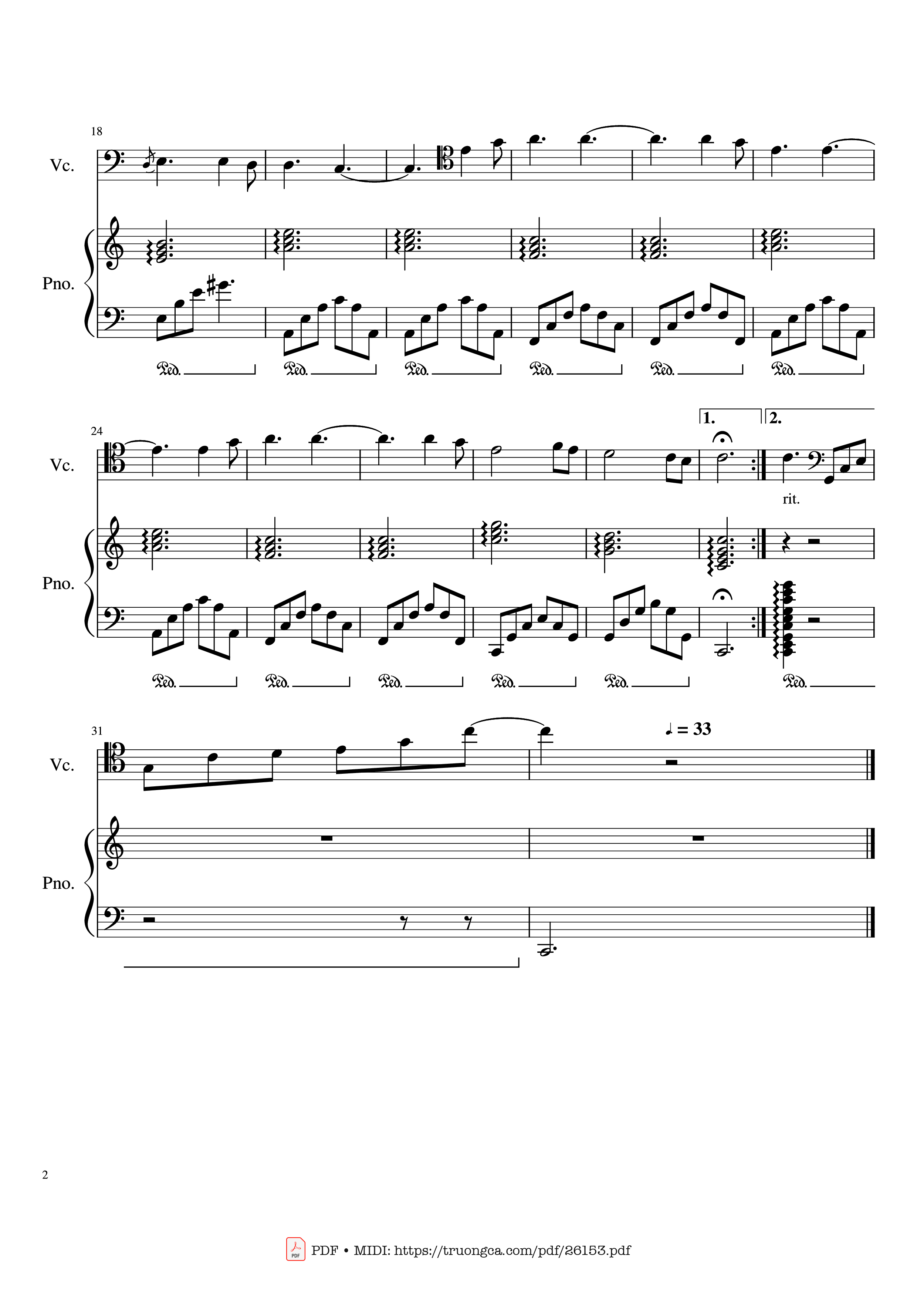 Page 2 of the piano sheet music PDF Piano – Hallelujah for Piano & Cello by Composed by L. Cohen