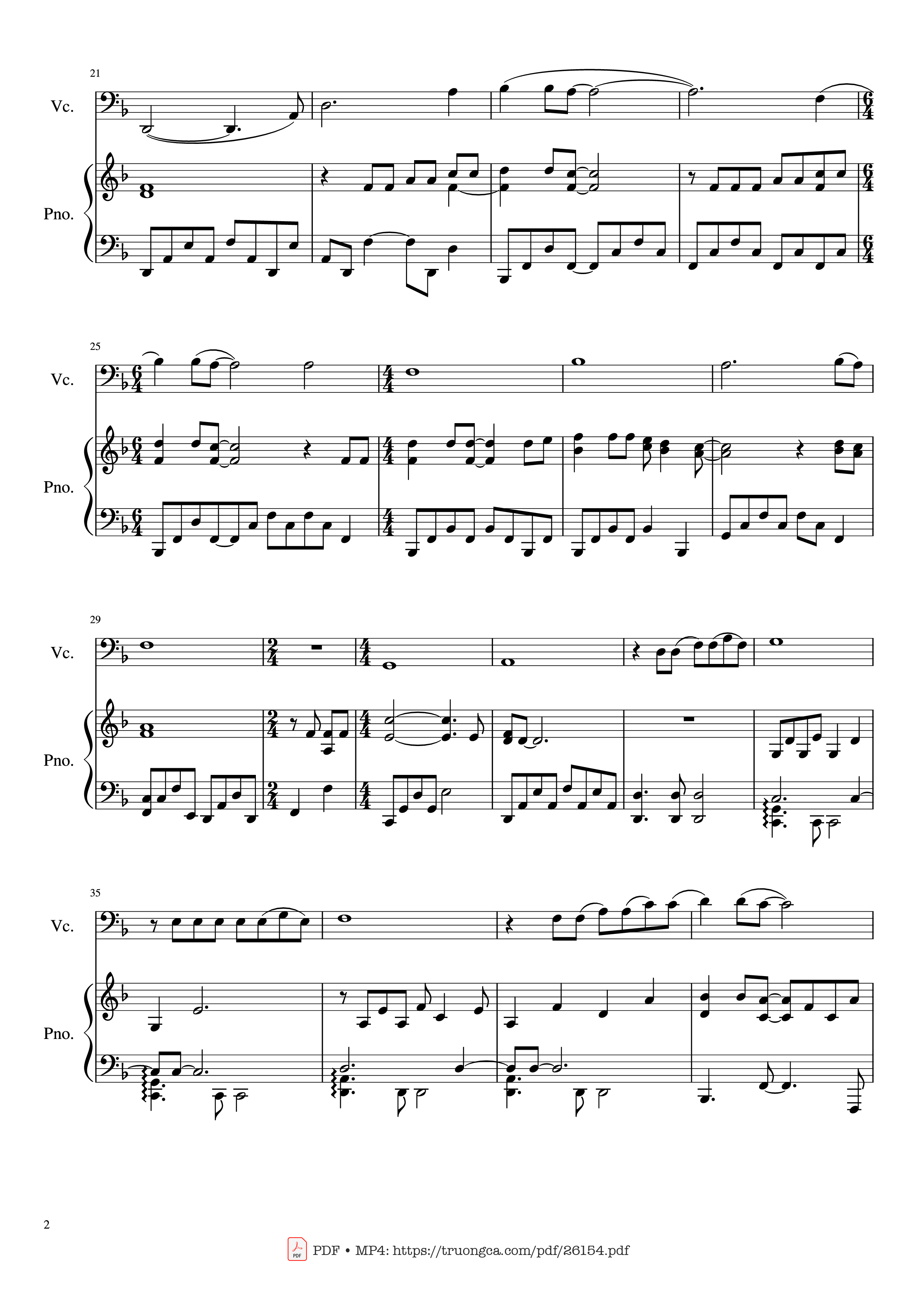 Page 2 of the piano sheet music PDF Piano – The sound of silence Piano - Cello Violin by Undefined