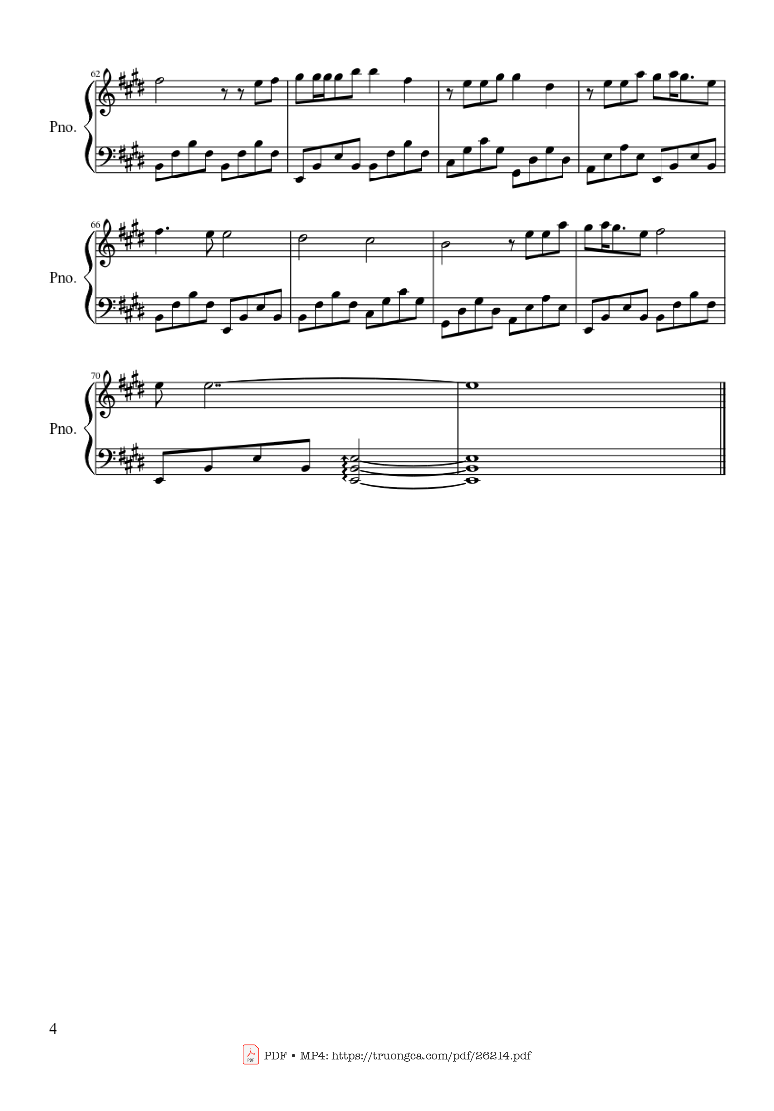 Page 4 of the piano sheet music PDF Piano – Beautiful in White Piano by Westlife