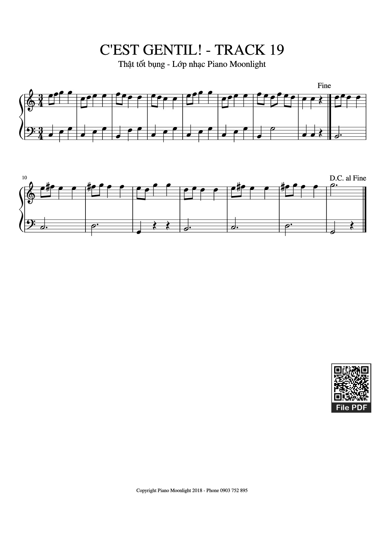Page 1 of the piano sheet music PDF – C