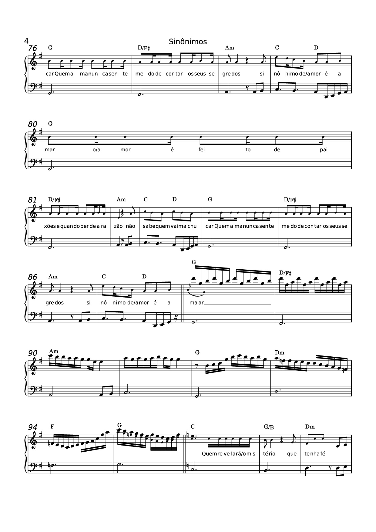 Page 4 of the piano sheet music PDF Piano – Sinônimos Piano by 