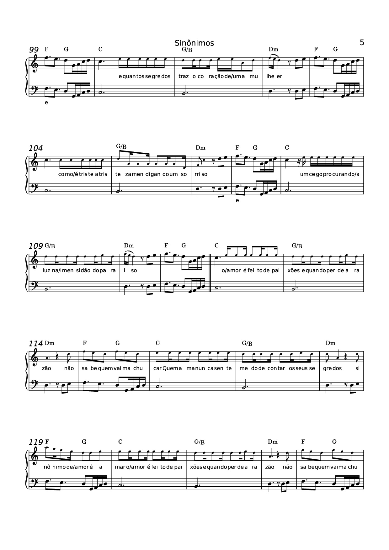 Page 5 of the piano sheet music PDF Piano – Sinônimos Piano by 