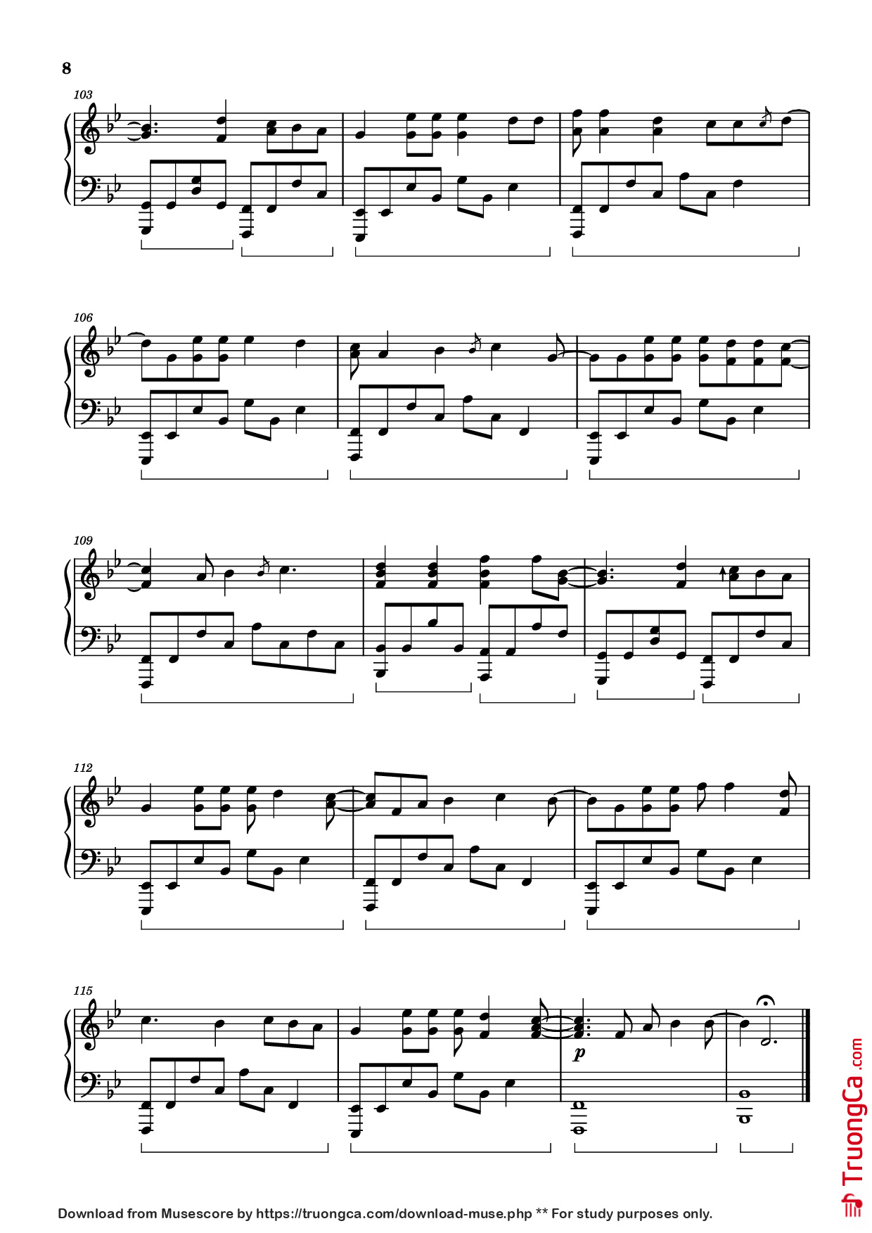 Page 8 of the piano sheet music PDF Piano – Night Changes Piano by One Direction