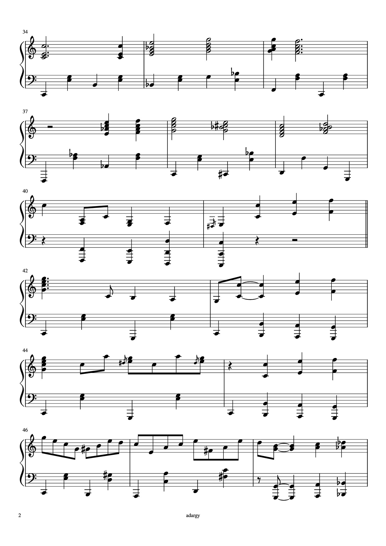 Page 2 of the piano sheet music PDF Piano – When the saints go marching in Piano by Gospel traditionnel
