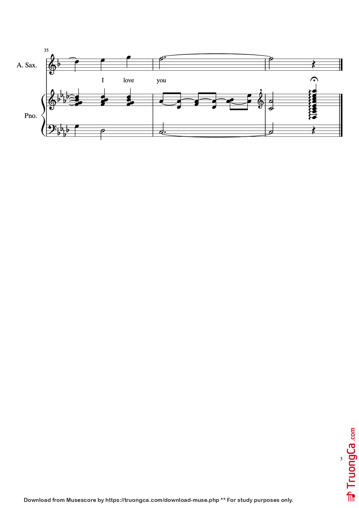 Page 3 of the piano sheet music PDF Piano – Fly Me to the Moon Piano by Music by Bart Howard Preformed by Frank Sinatra