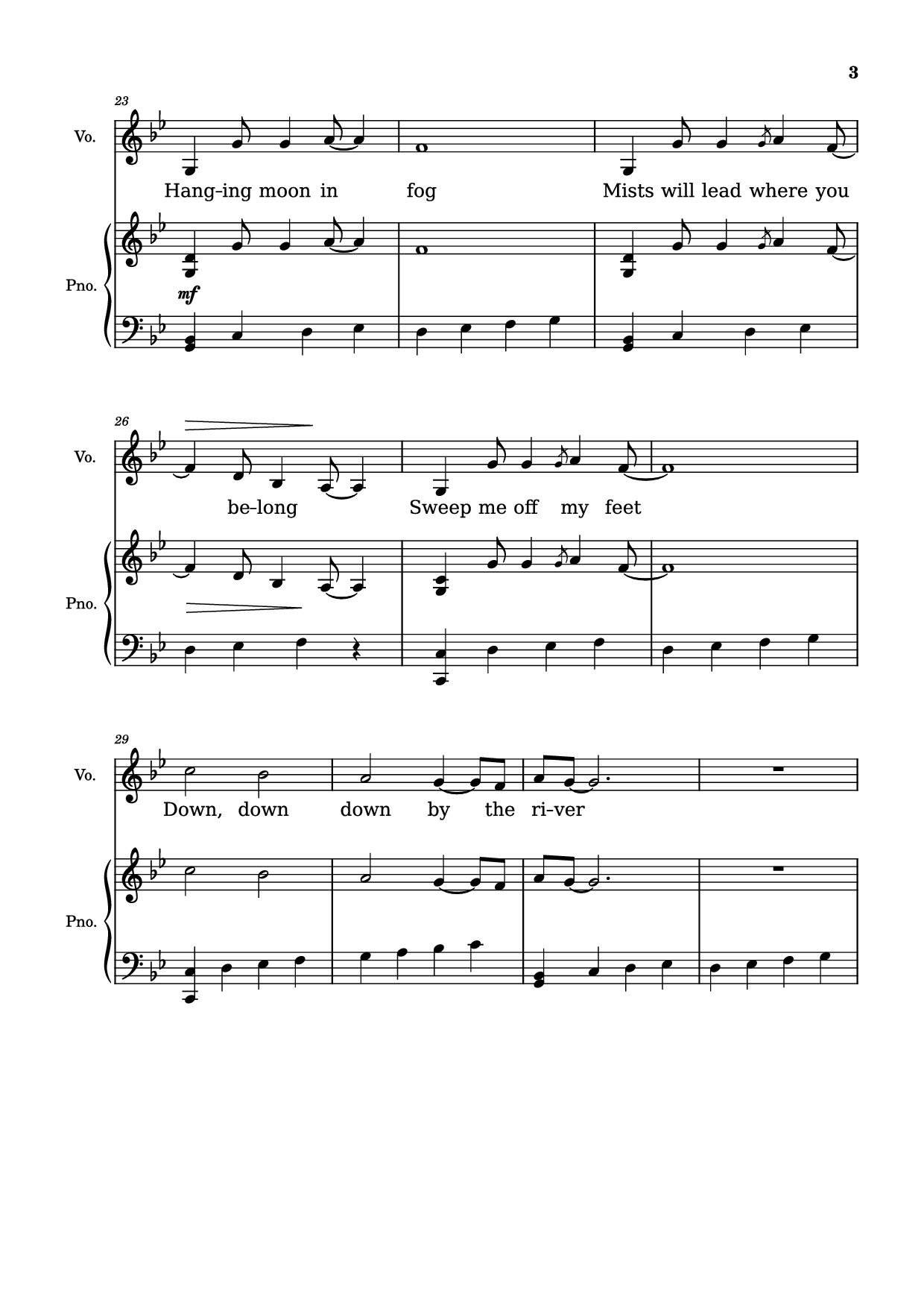 Page 3 of the piano sheet music PDF Piano – Down By The River Piano by Borislav Slavov