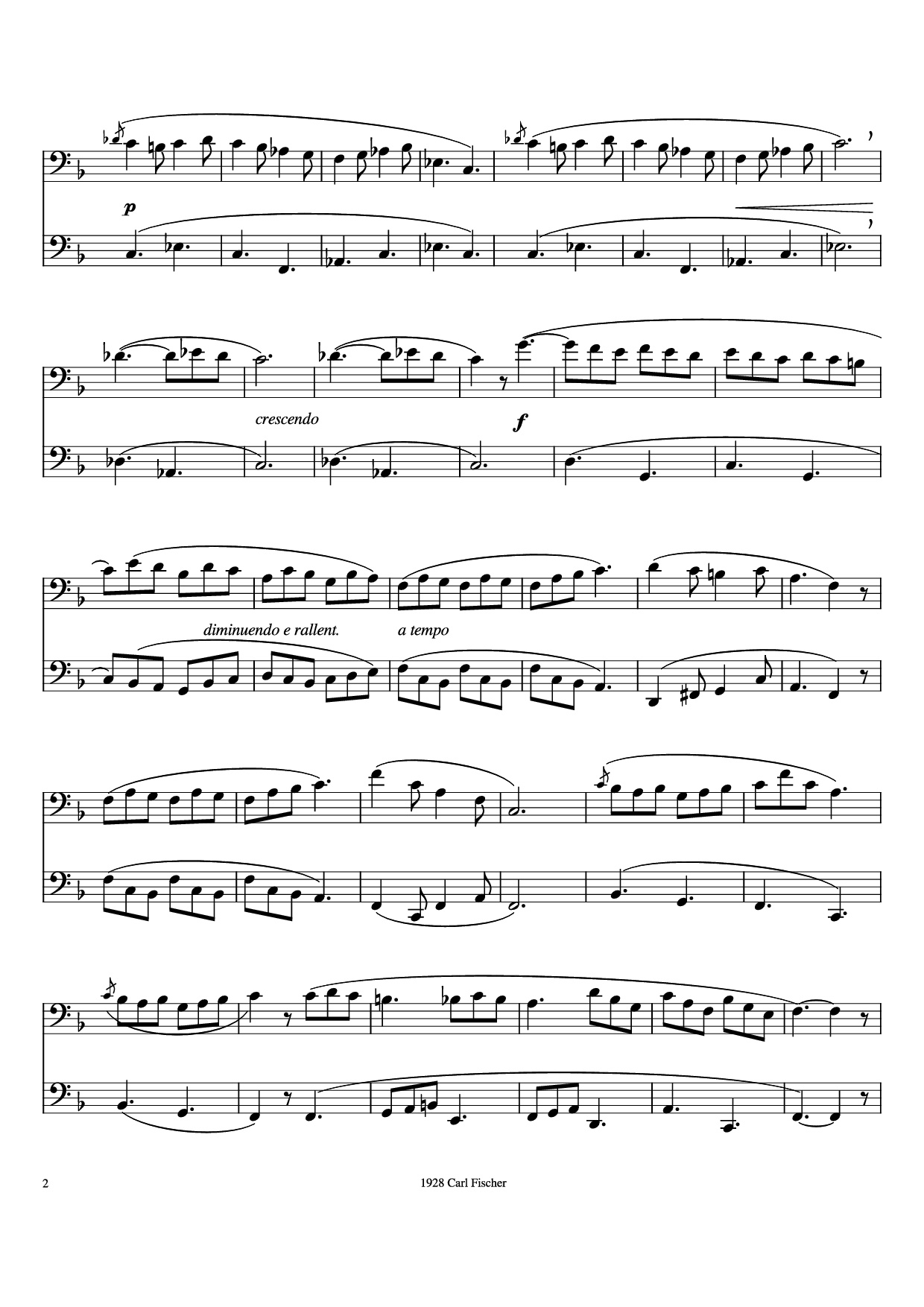 Page 2 of the piano sheet music PDF Piano – Rochut Duet No. 11 Piano by Bordogni/Rochut/Foster