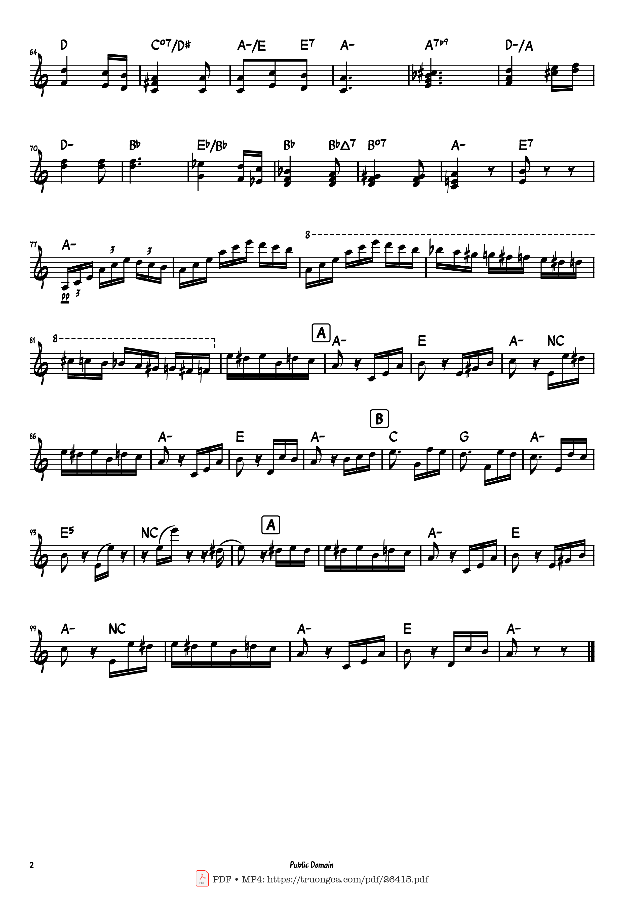 Page 2 of the piano sheet music PDF Piano – Für Elise (Lead sheet) by Ludwig van Beethoven