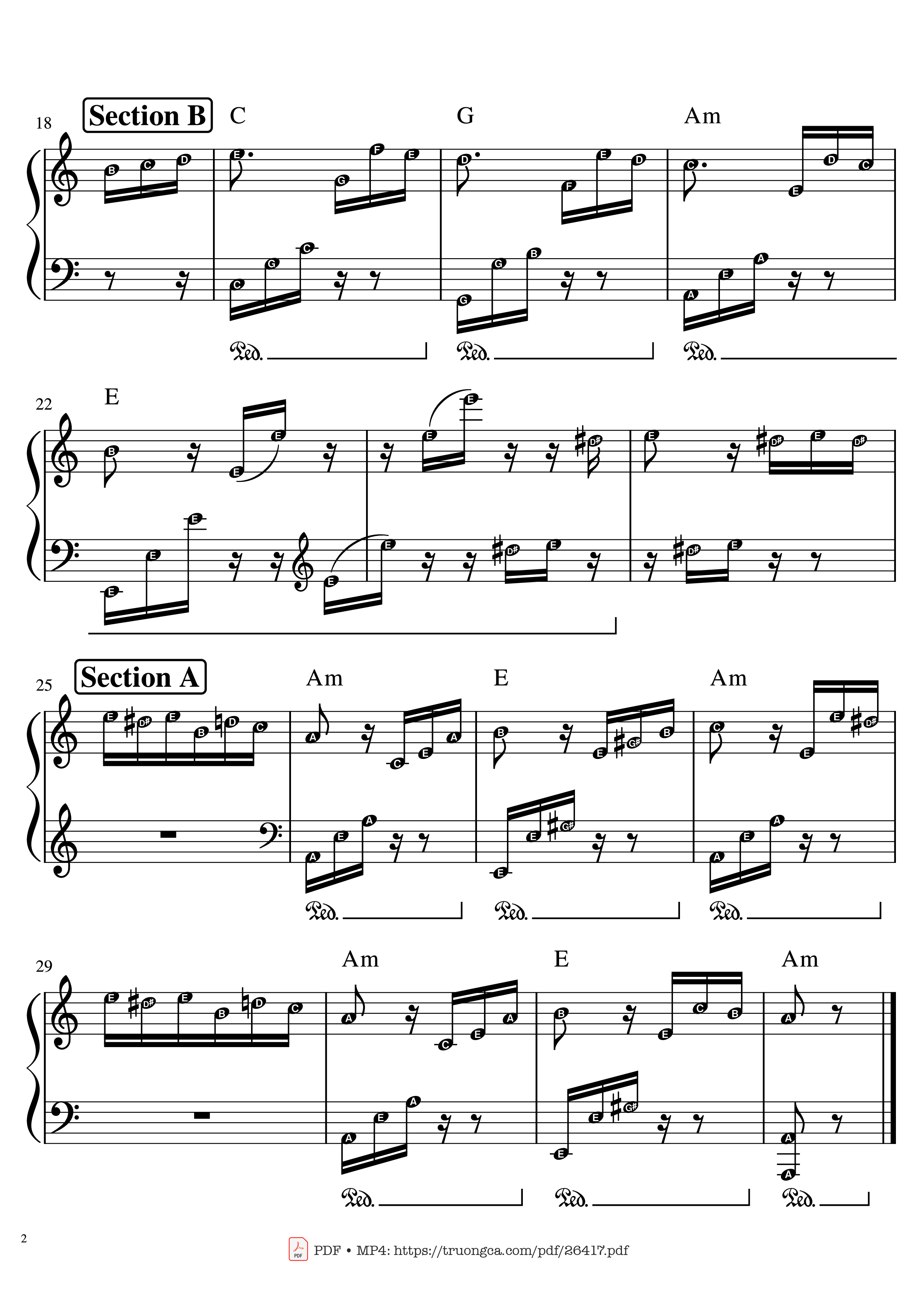 Page 2 of the piano sheet music PDF Piano – Beethoven Fur Elise (Famous part) by Ludwig van Beethoven