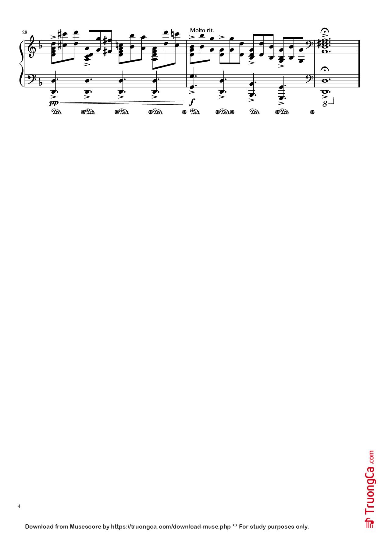 Page 4 of the piano sheet music PDF Piano – Requiem - Lacrimosa Piano by Mozart - flheight