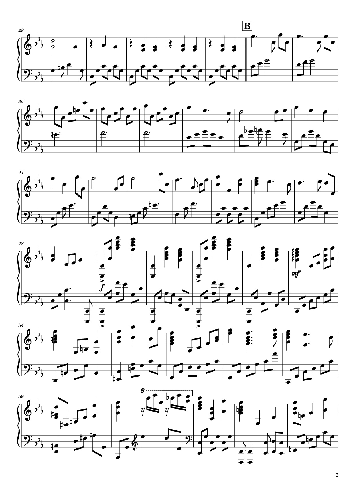 Page 2 of the piano sheet music PDF – Once Upon a December Piano by Music by S. Flaherty & D. Newman