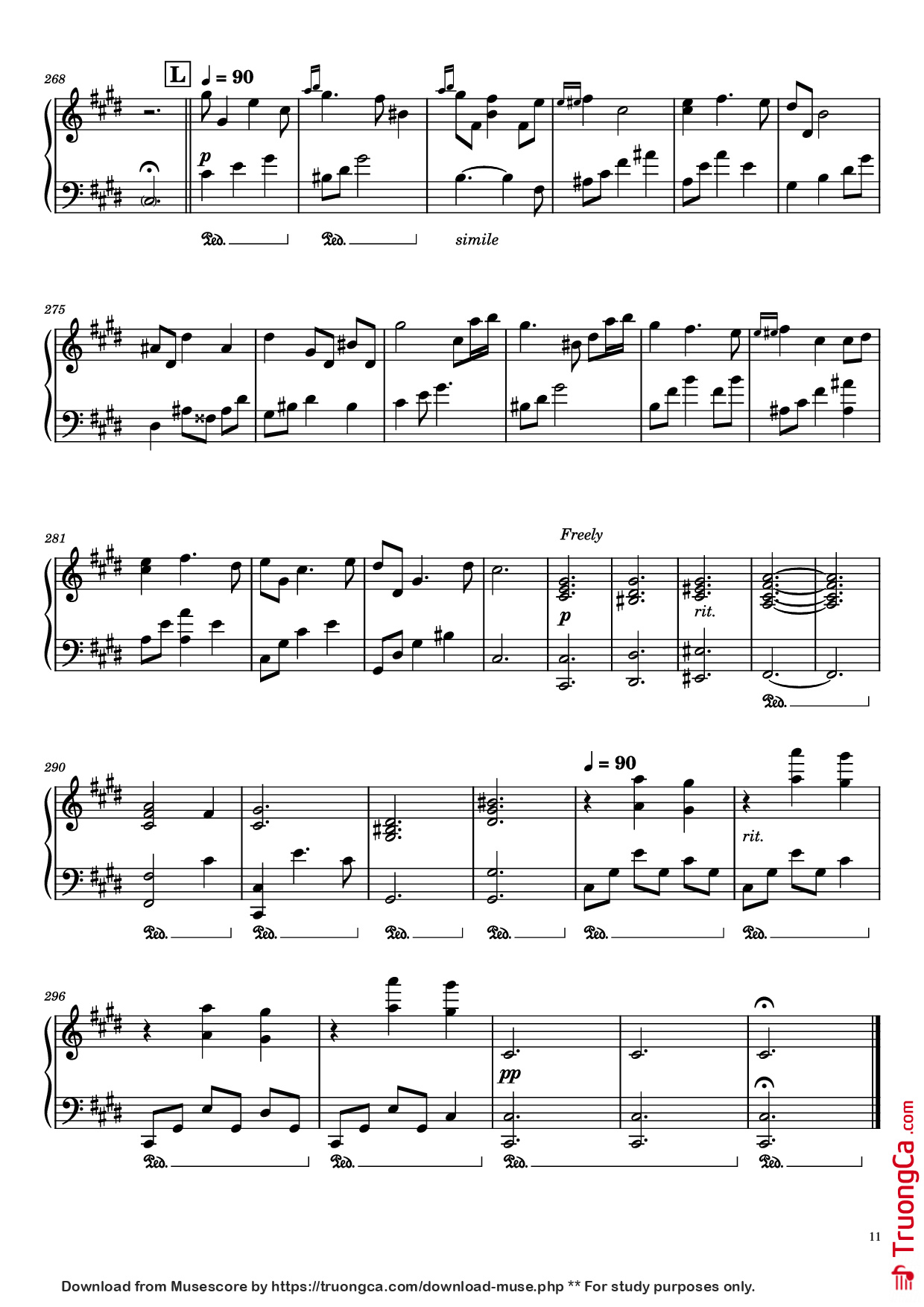 Page 11 of the piano sheet music PDF – Once Upon a December Piano by Music by S. Flaherty & D. Newman