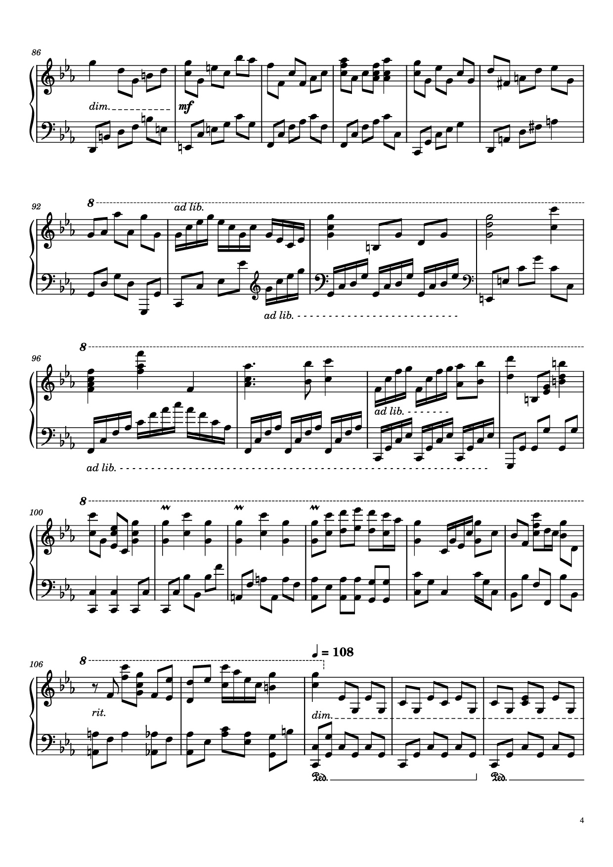 Page 4 of the piano sheet music PDF – Once Upon a December Piano by Music by S. Flaherty & D. Newman