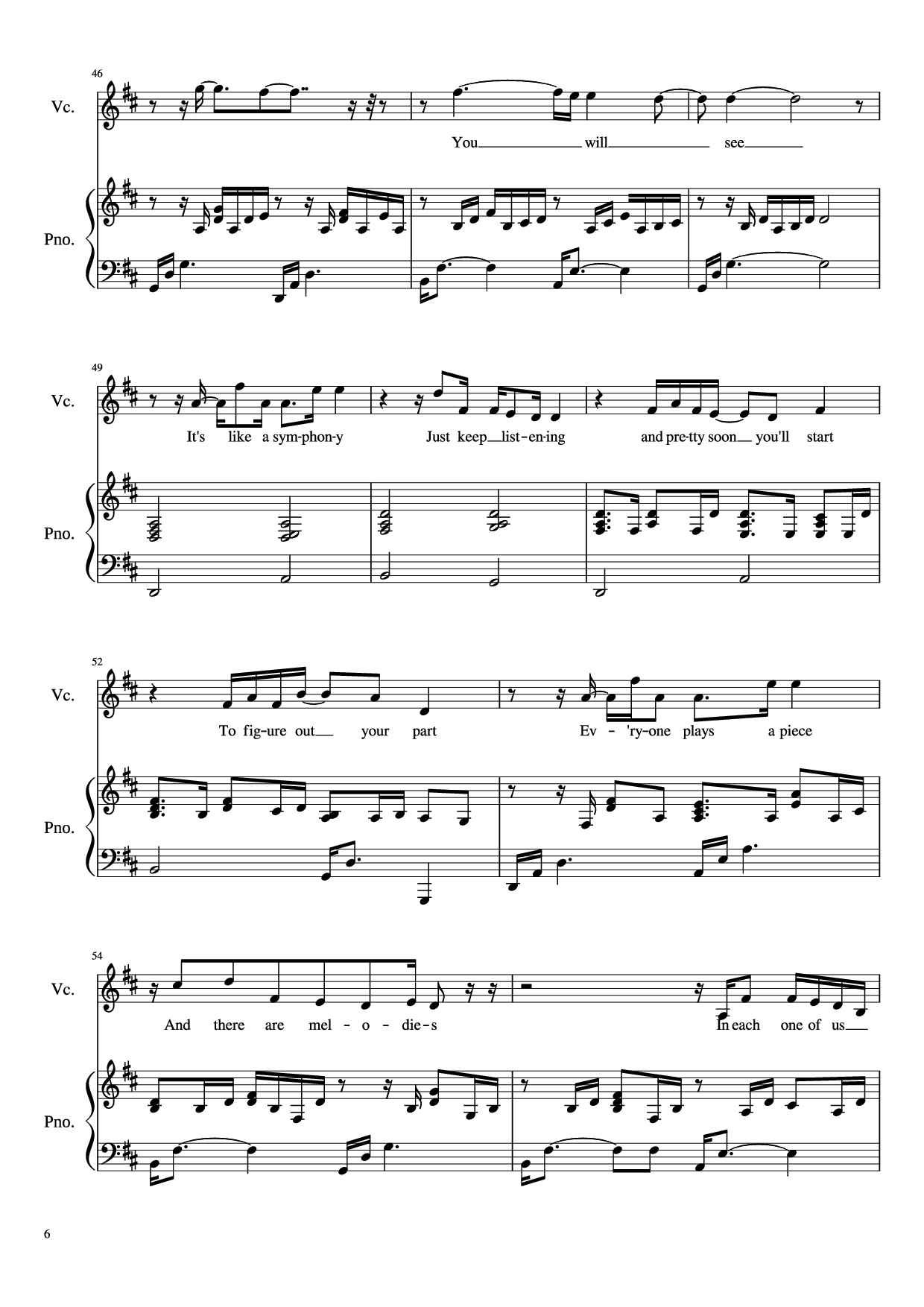 Page 6 of the piano sheet music PDF Piano – Glorious Piano by David Archuleta
