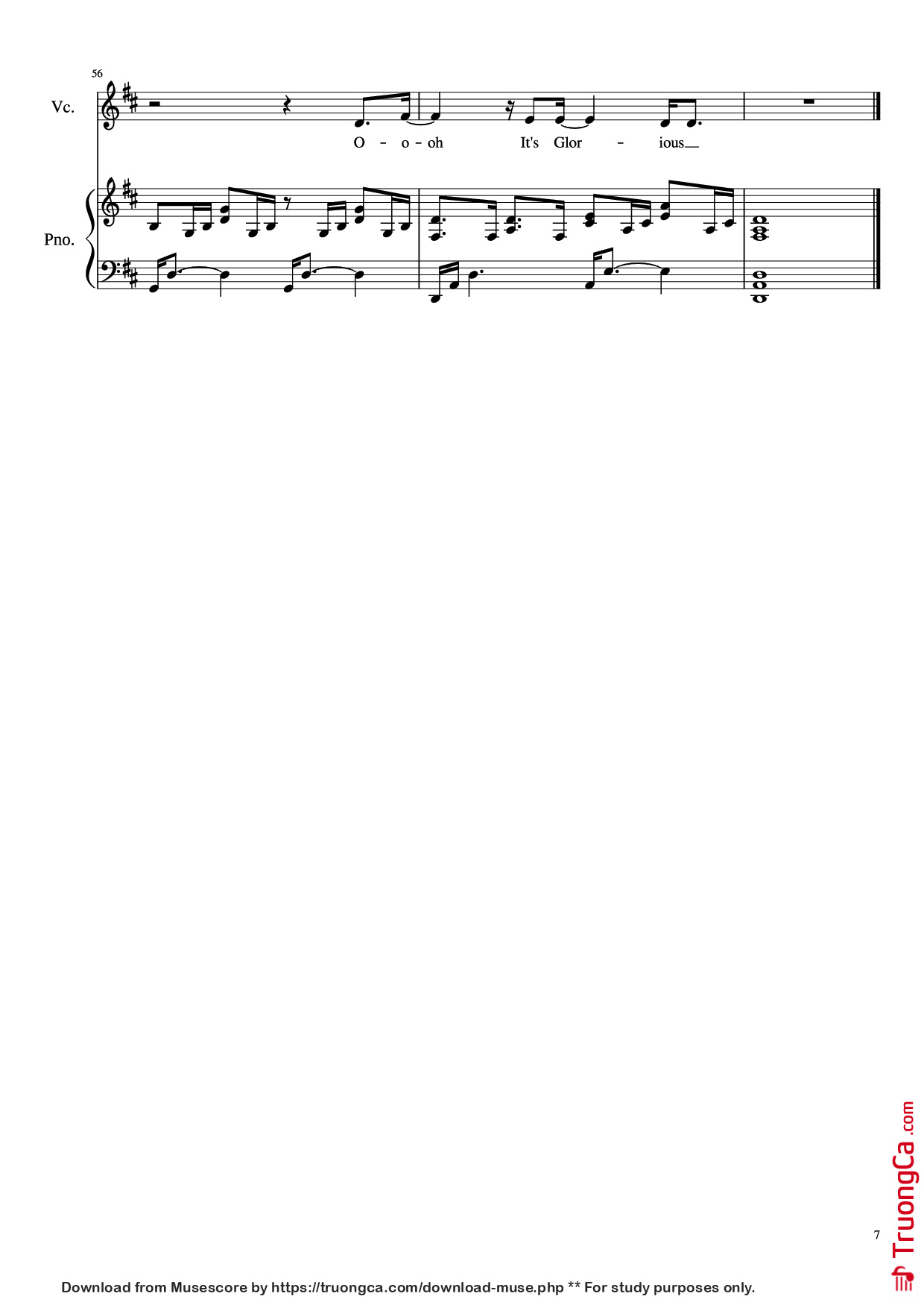 Page 7 of the piano sheet music PDF Piano – Glorious Piano by David Archuleta