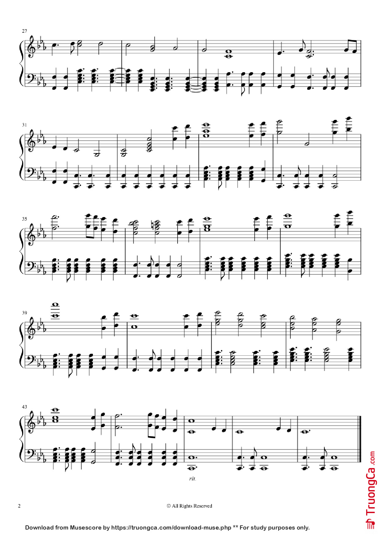 Page 2 of the piano sheet music PDF Piano – Call of Magic / Nerevar Rising Piano by Jeremy Soule