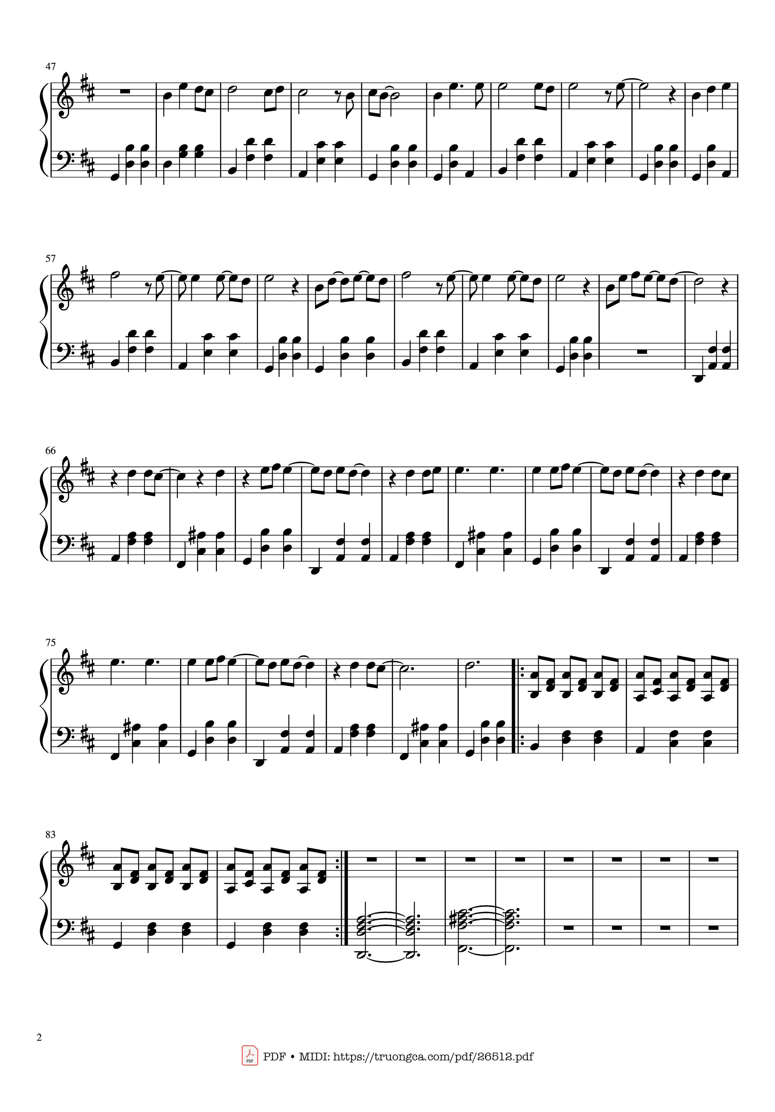 Page 2 of the piano sheet music PDF Piano – Je Te Laisserai Des Mots Piano by Patrick Watson