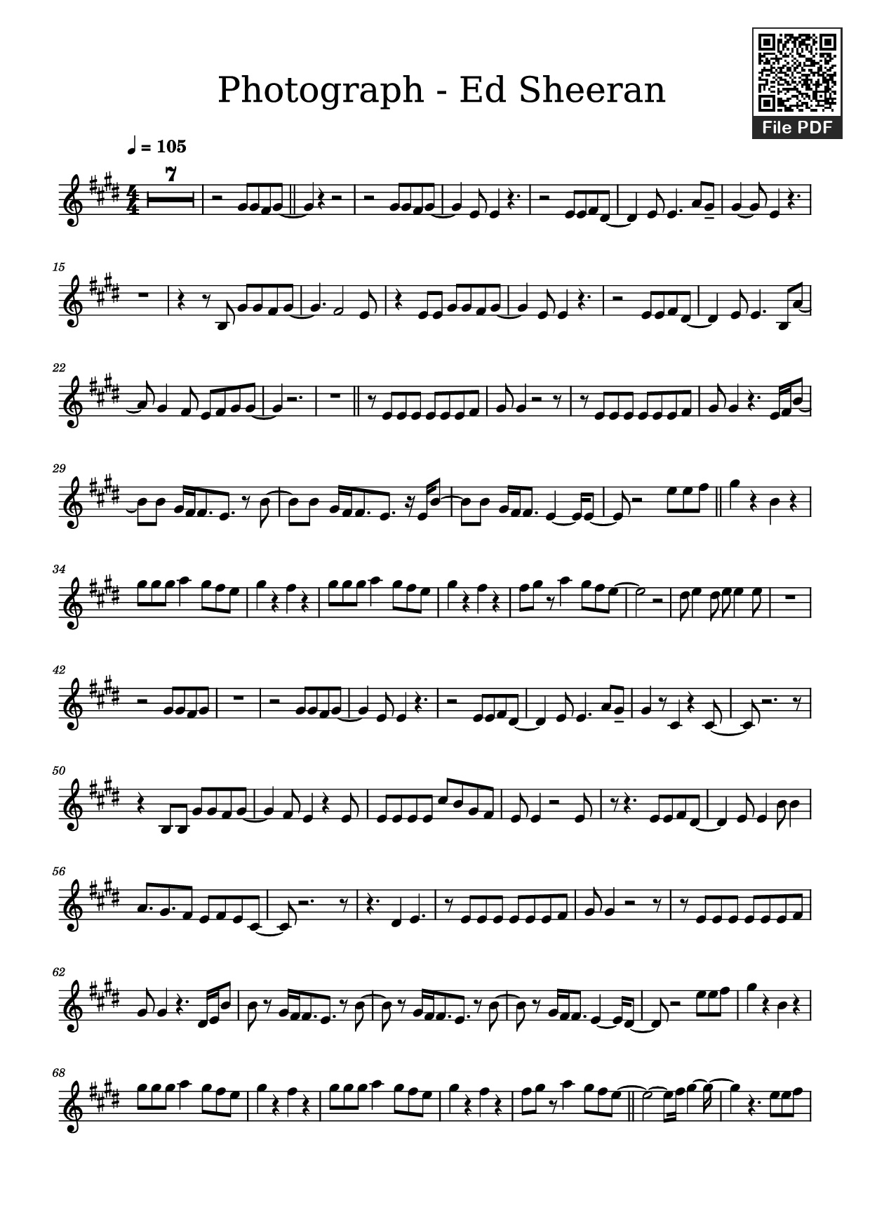 Page 1 of the piano sheet music PDF – Photograph - Ed Sheeran Violin by Undefined