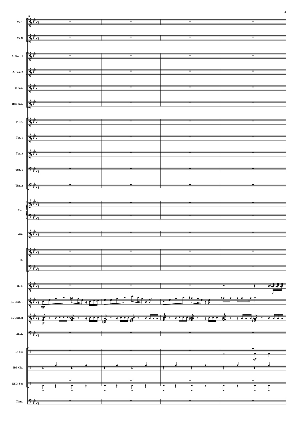 Page 5 of the piano sheet music PDF – Se mettre sur son trente-et-un! Piano by HOYO-MiX