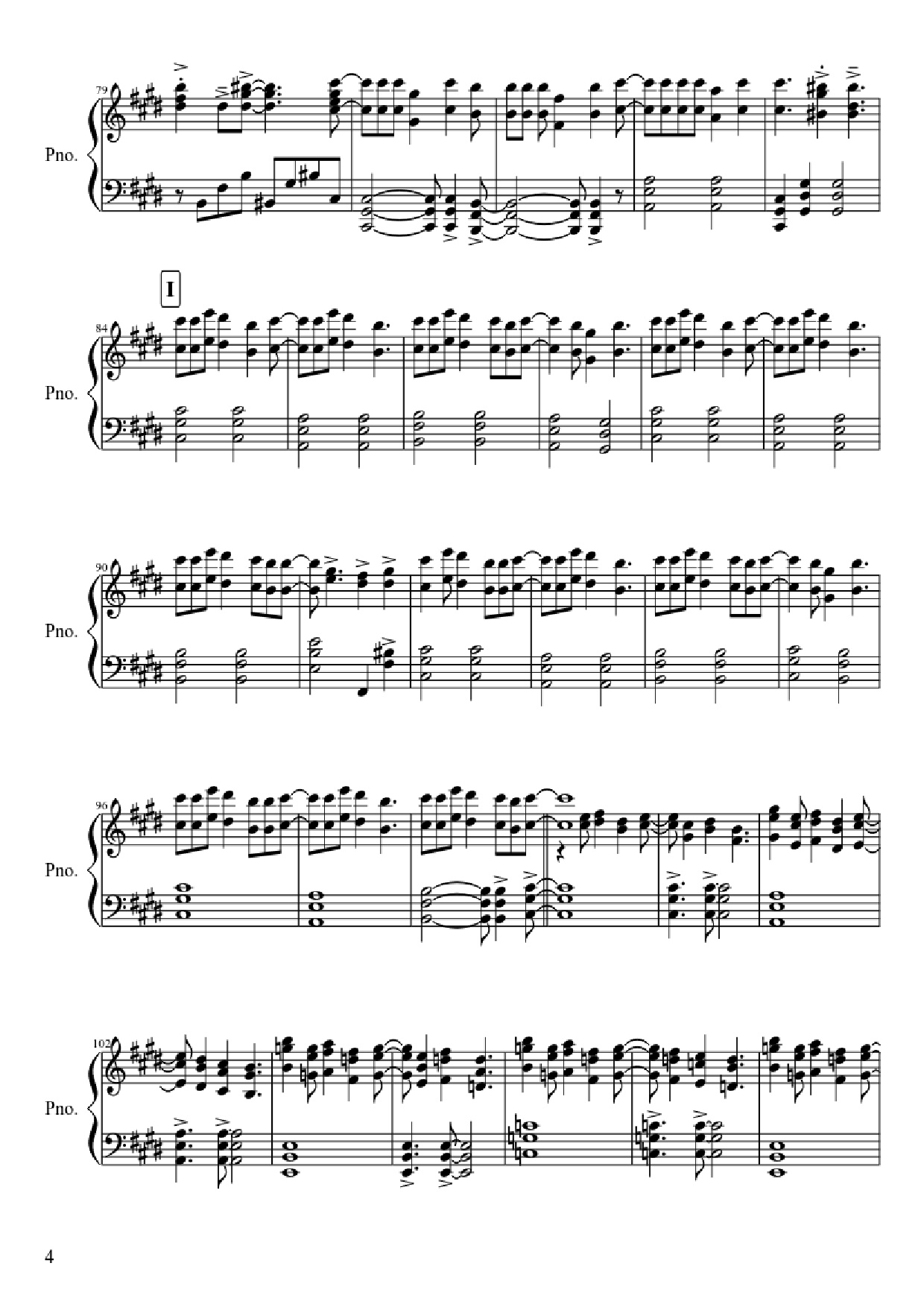 Page 4 of the piano sheet music PDF Piano – Attack On Titan Theme Piano by Undefined