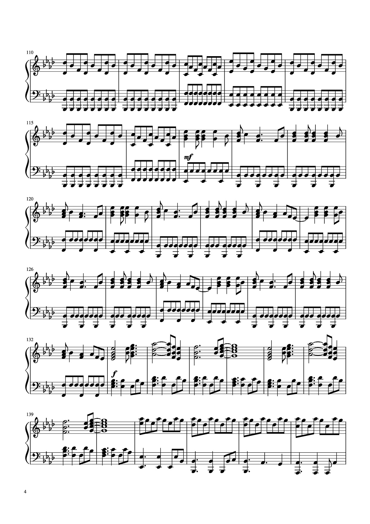 Page 4 of the piano sheet music PDF Piano – Clocks Cold Play Transcription by Anthenius Music & Lyrics by Cold Play Piano by Undefined